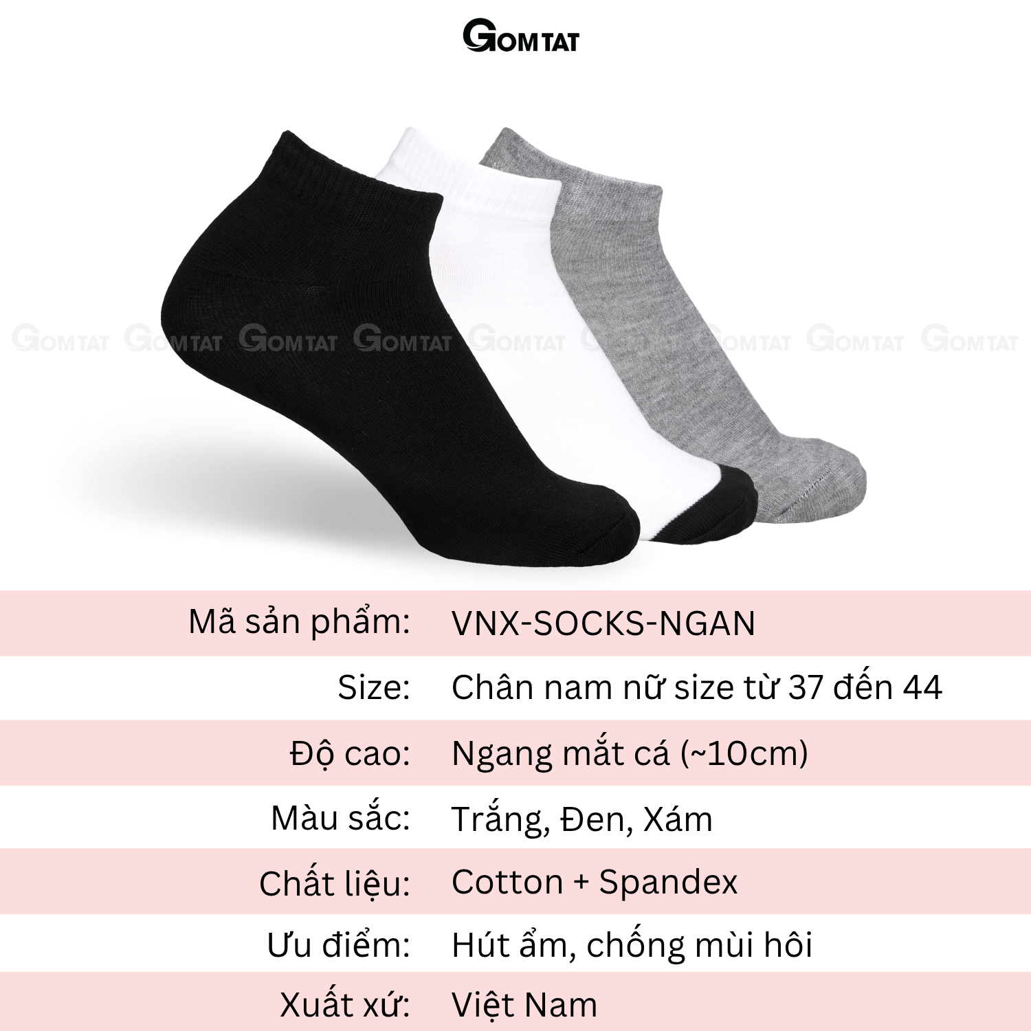 Tất trơn basic cổ ngắn nam nữ VNX-SOCKS-NGAN_thumbnail_8