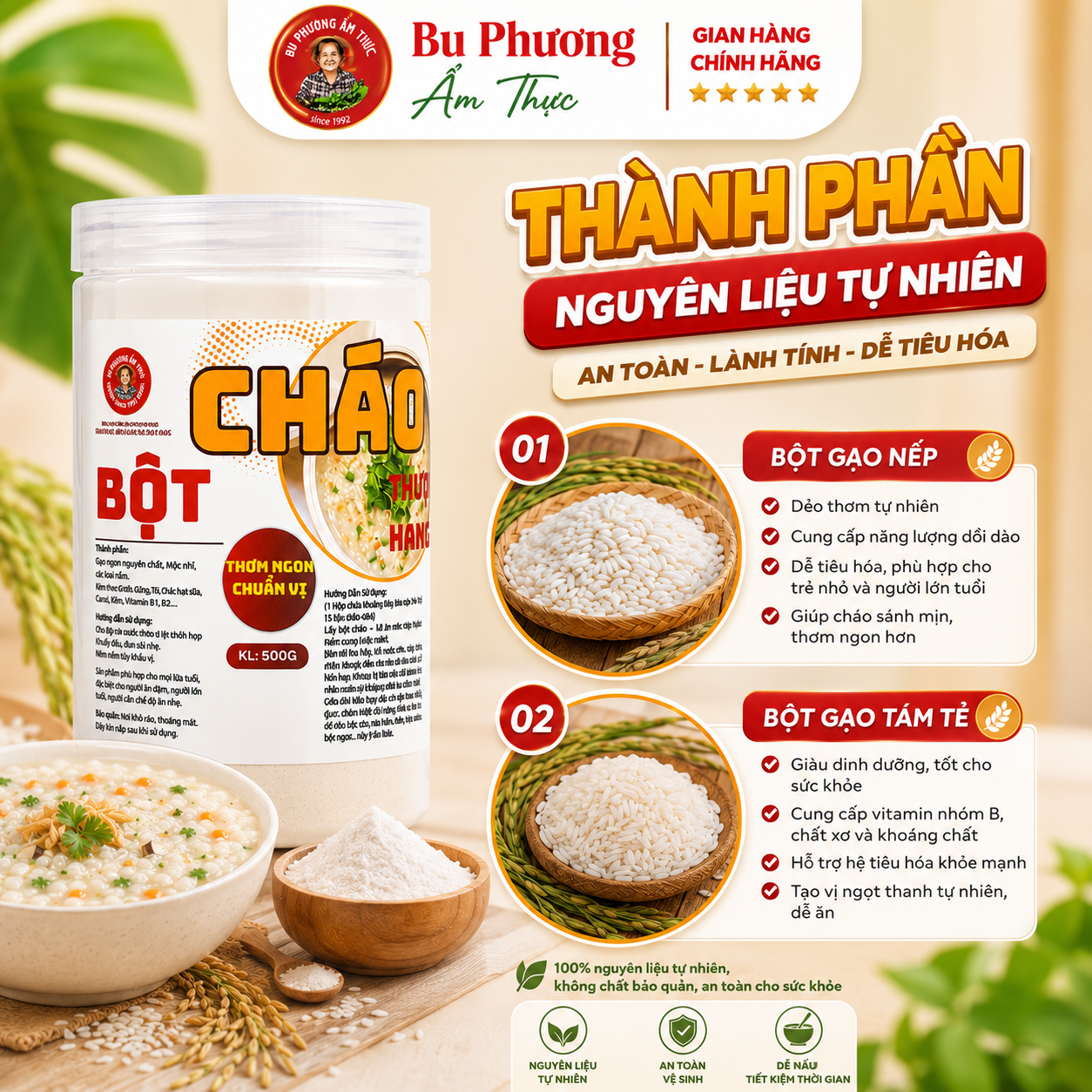 Bột Nấu Cháo Bu Phương 500G – Cháo Gà, Sườn, Hải Sản - BP45_thumbnail_2