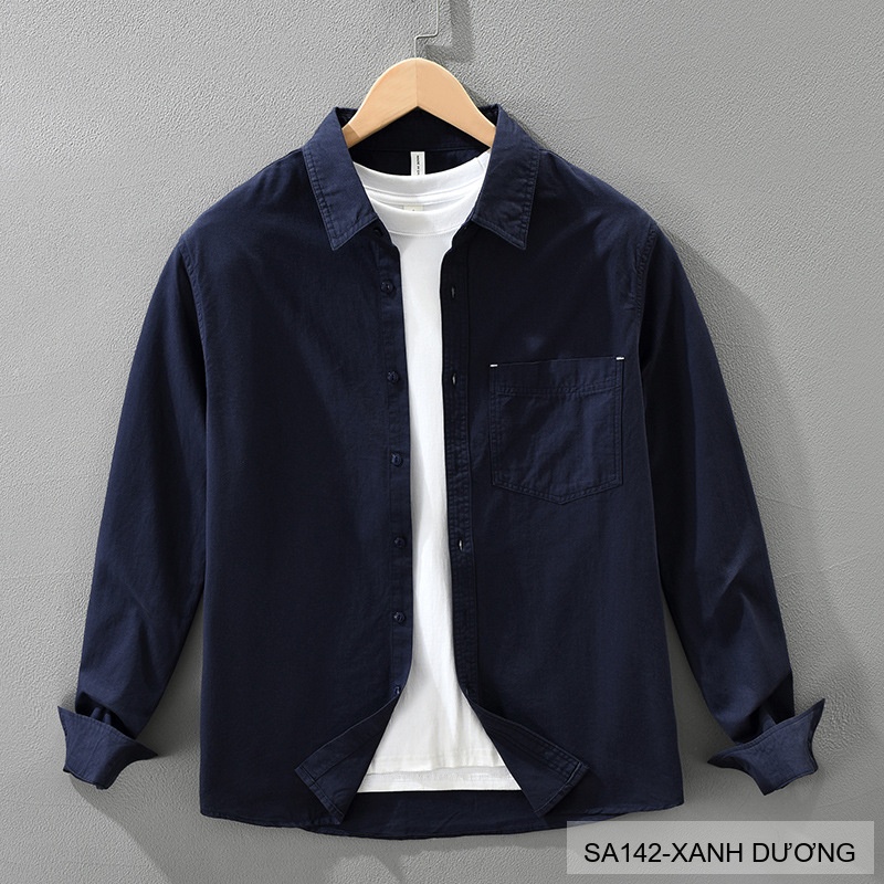 SA142 - Áo Sơ Mi Dài Tay Nam Phong Cách Nhật Bản Chất Cotton 100% Đa Năng_thumbnail_14