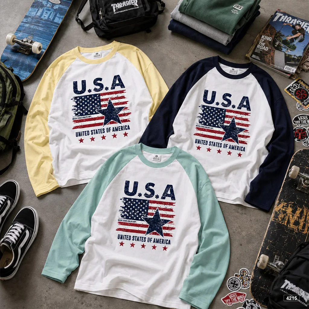 Áo thun boxy tay dài phối raglan chất đường phố Miucho 4215_thumbnail_7