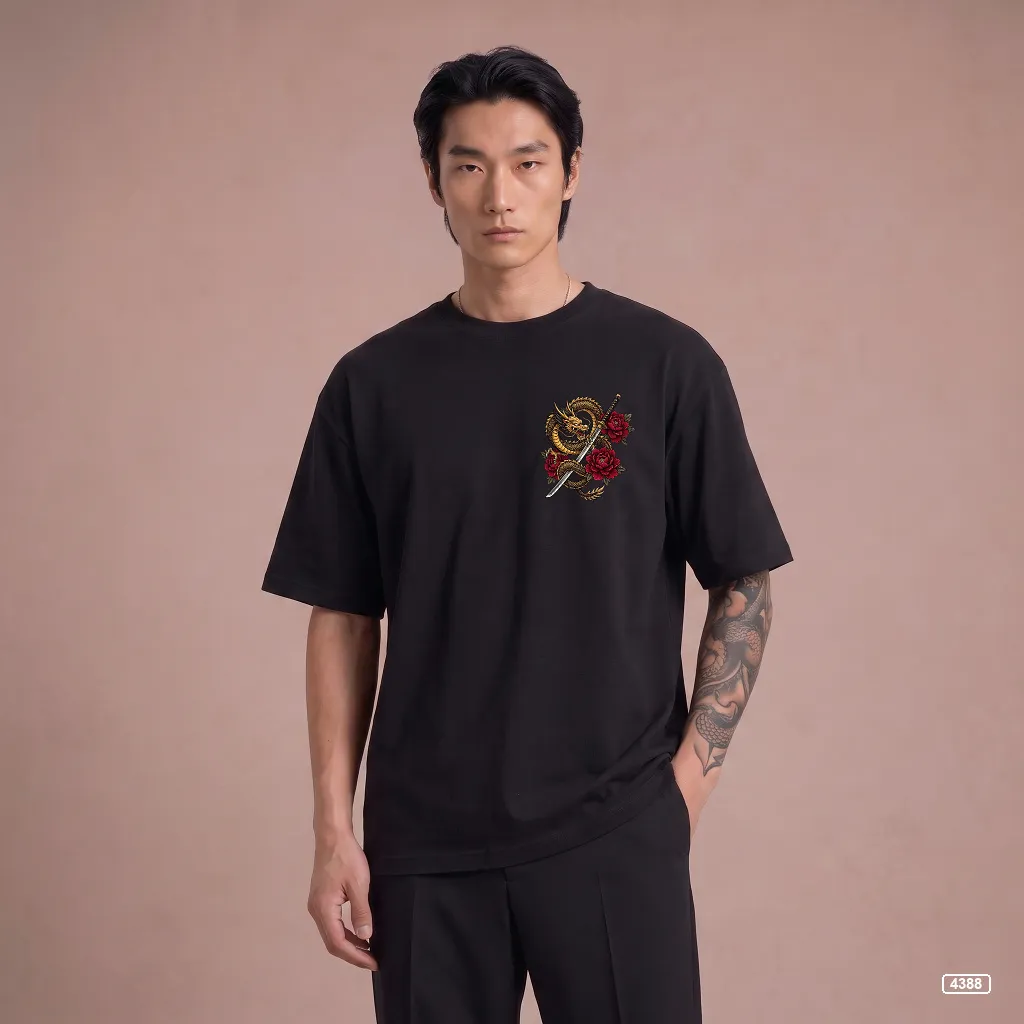 Áo thun nam dragon rose form rộng TeePrint 4388_thumbnail_5
