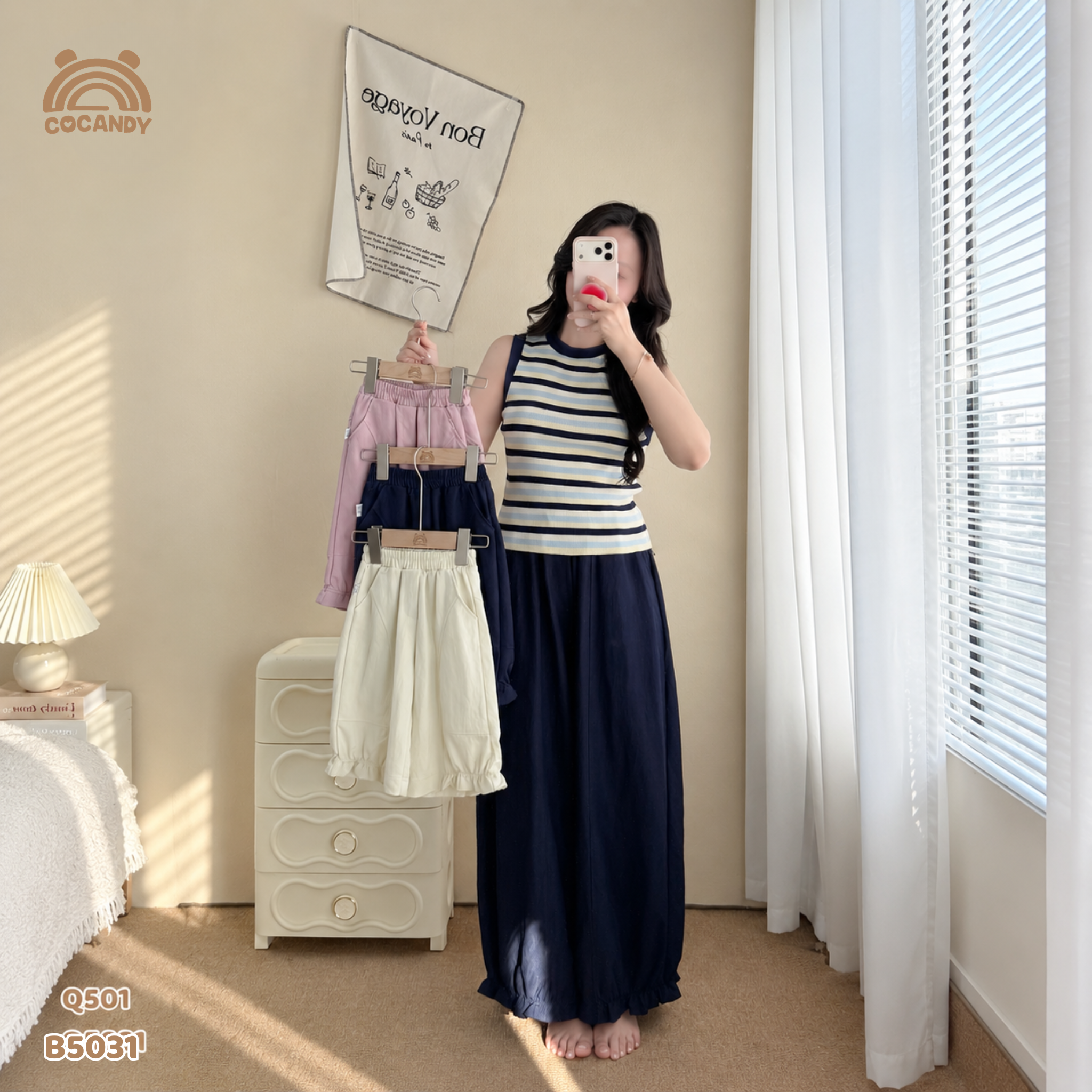 Quần dài XANH bom bèo gấu NỮ_thumbnail_1