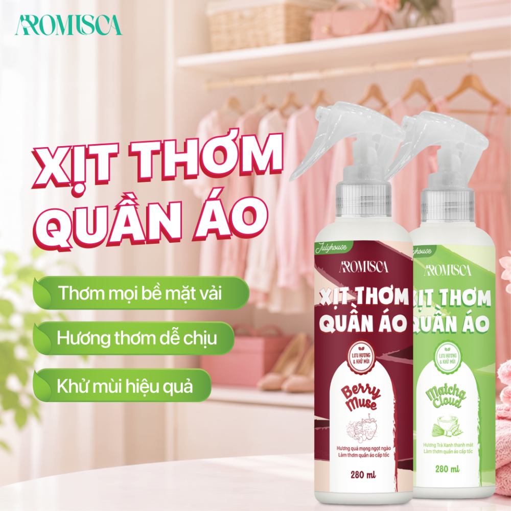 Xịt thơm quần áo Matcha Cloud Aromisca