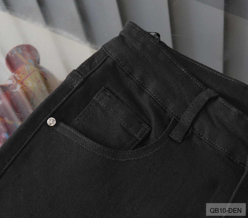 QB10 - Quần jeans nam ống nhỏ co giãn, màu trắng đen, phong cách basic mùa thu_thumbnail_11