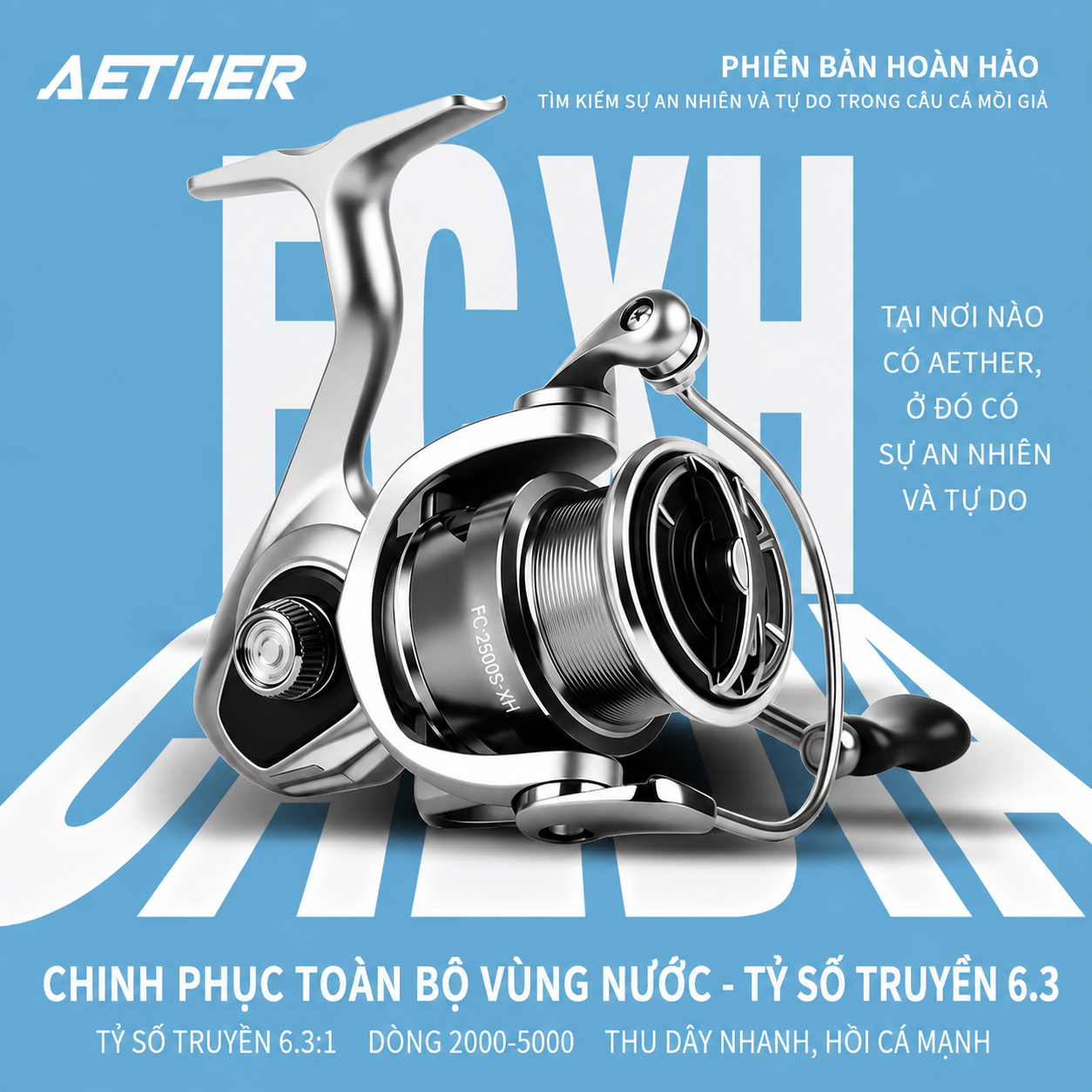 Máy Câu Đứng AETHER CADIA FC 7+1BB Drag 6-20KG Tỷ Số Truyền 6.3:1