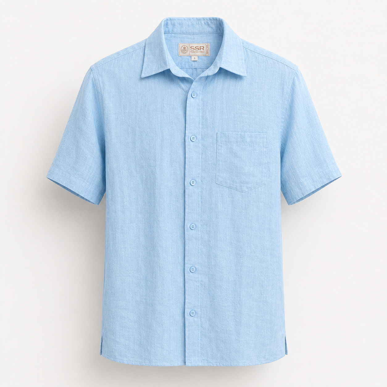 100% PREMIUM LINEN - SƠ MI NGẮN TAY CỔ ĐỨC - Vạt Ngang Túi Ngực_thumbnail_27