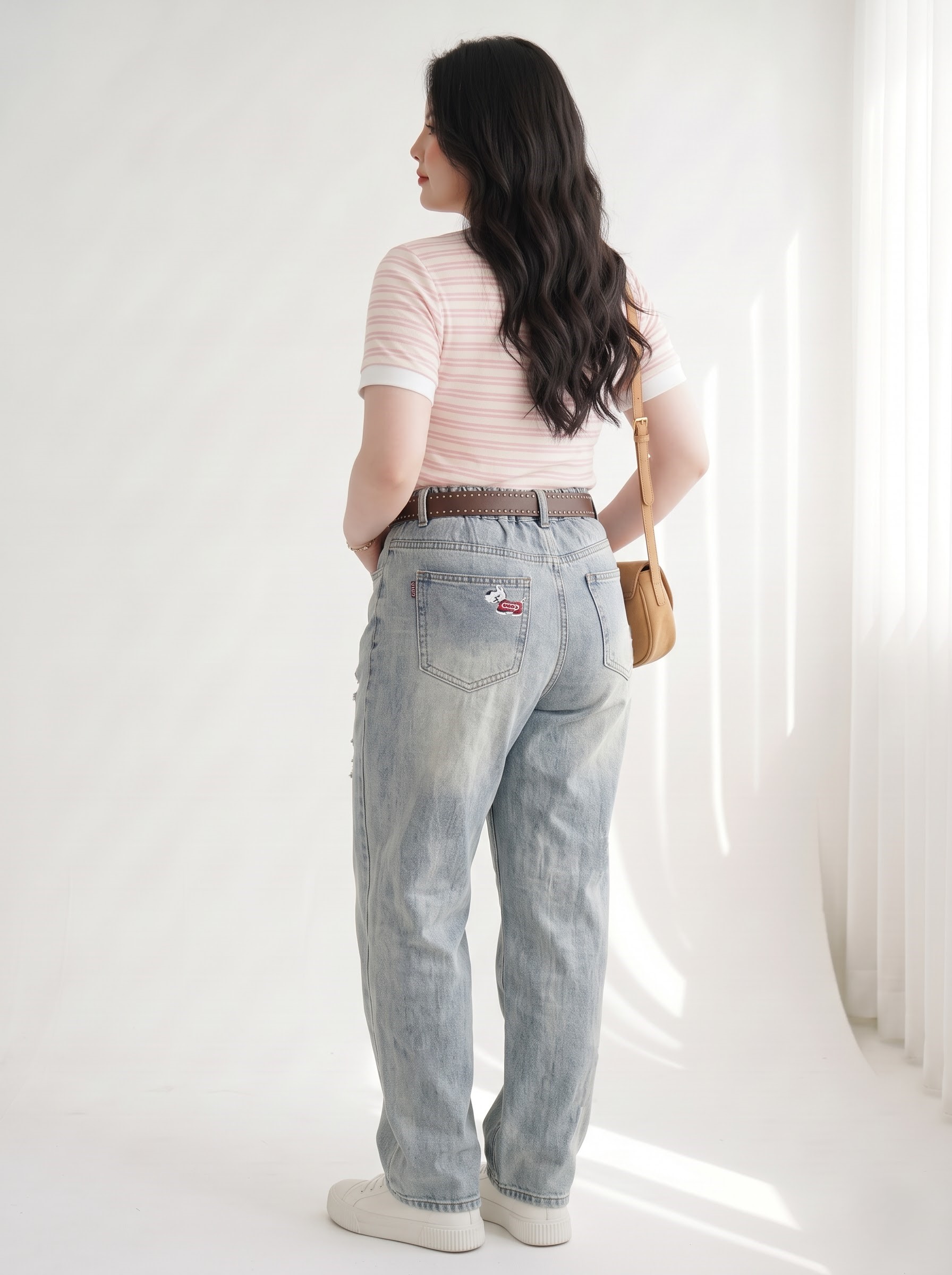 Quần Jean Baggy Thêu Cún Bigsize Lưng Thun Wash Rách - Xanh Nhạt, Xanh Đậm - Vừa 55–90kg - T-QJ633_thumbnail_3