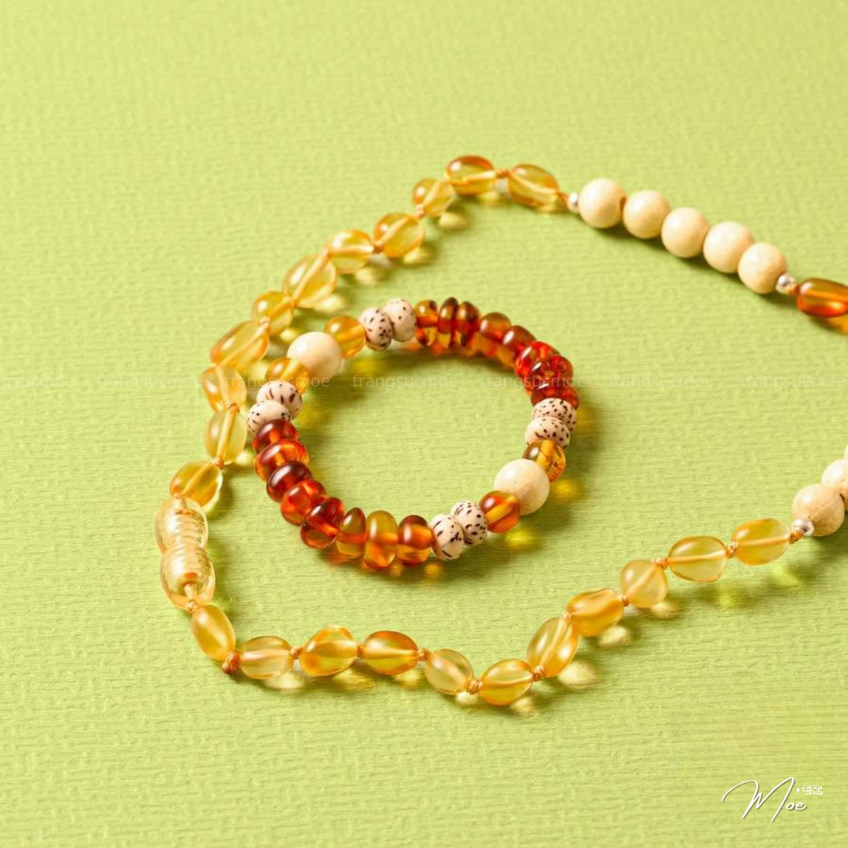 B75 - Set dây chuyền & vòng tay hổ phách dâu tằm cho bé_thumbnail_11