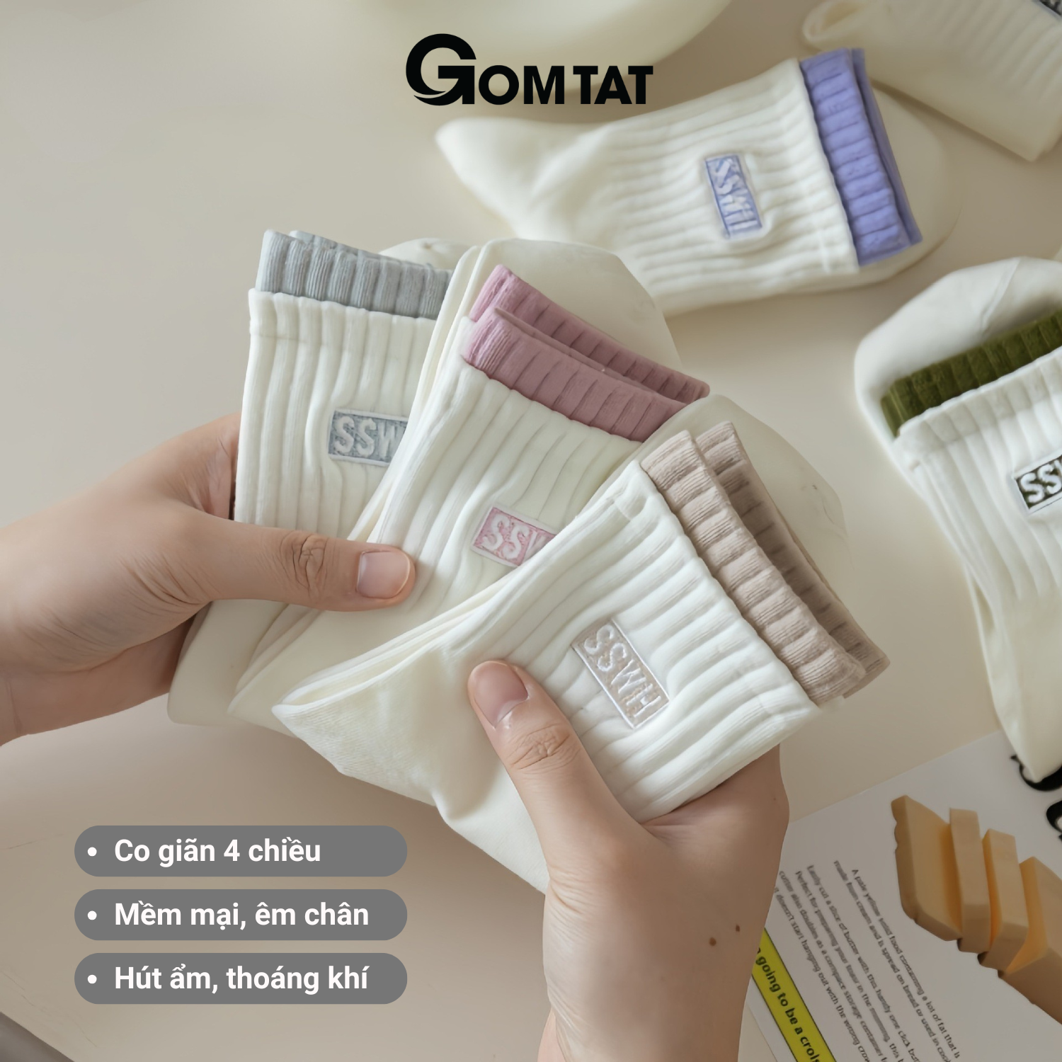 Set 7 đôi tất nữ cổ cao 7 màu GOMTAT, combo vớ nữ full tuần chất cotton mềm mịn, chống mùi - OAS-1708-CB7_thumbnail_4