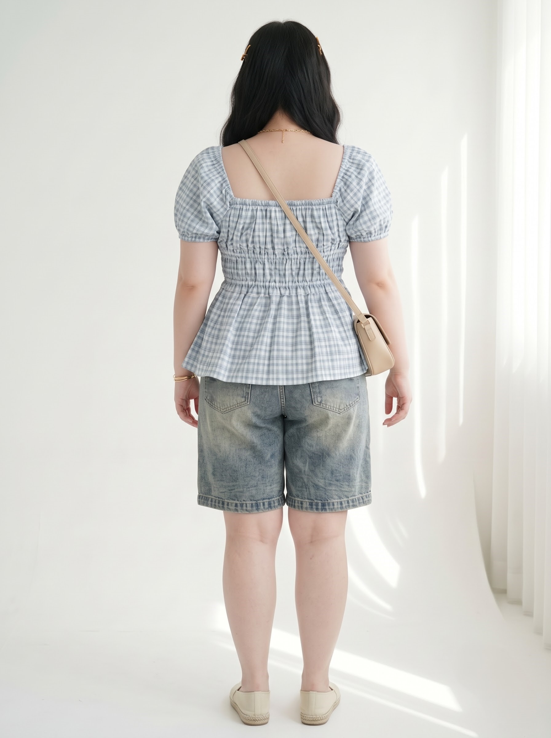 Quần Jean Lửng Bigsize Nữ Lưng Thun Đính Đá Dáng A Rộng Dài 65cm - Xanh Đậm/Xanh Nhạt - Vừa 55–90kg - T-QSJ83_thumbnail_3