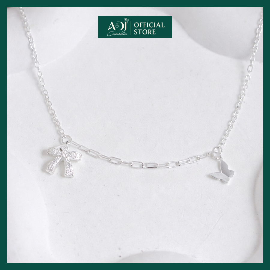 Lắc Chân Nữ ADJ Bạc Ý 925 Thiết Kế Charm Nơ Đính Đá Mix Cánh Bướm [TẶNG HỘP & KHĂN LAU] - SL16206AD_thumbnail_3