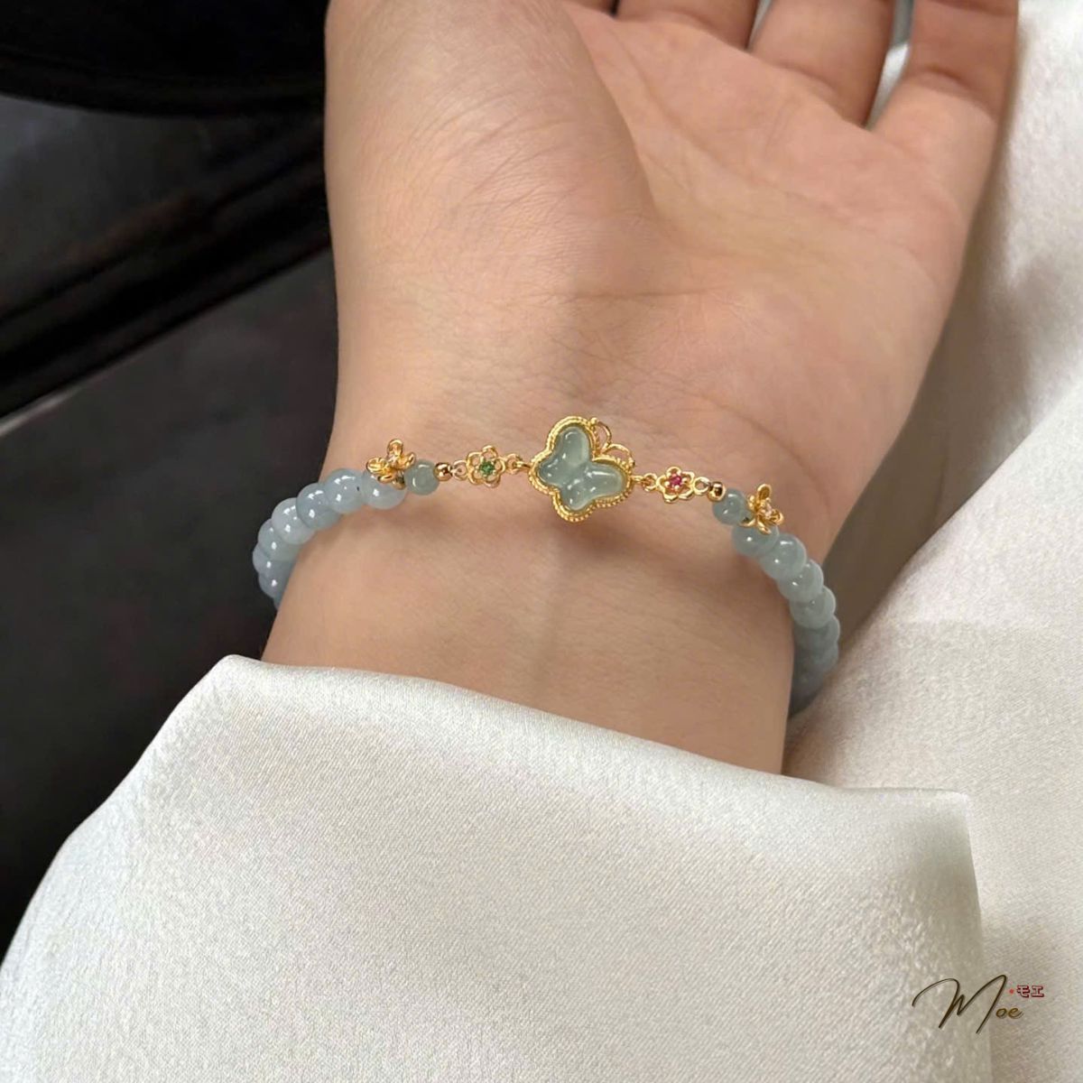 PT222 - Lắc tay Lam ngọc hồ điệp bạc xi vàng_thumbnail_1