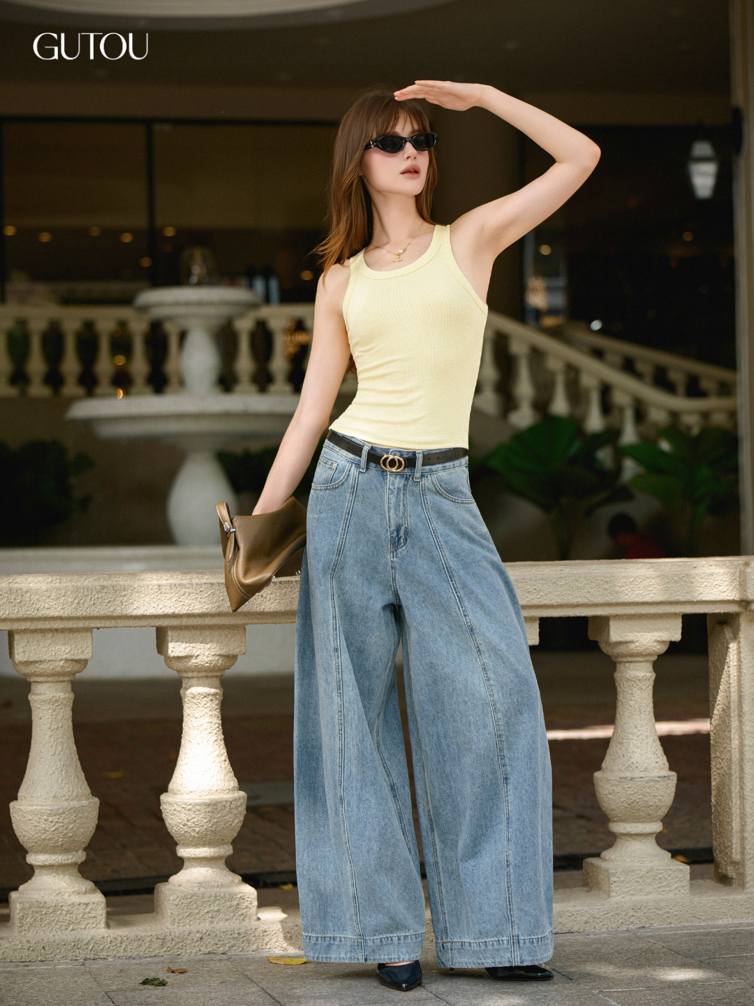 [ GUTOU ] Quần Jean Baggy Ống Rộng Seam Mordern