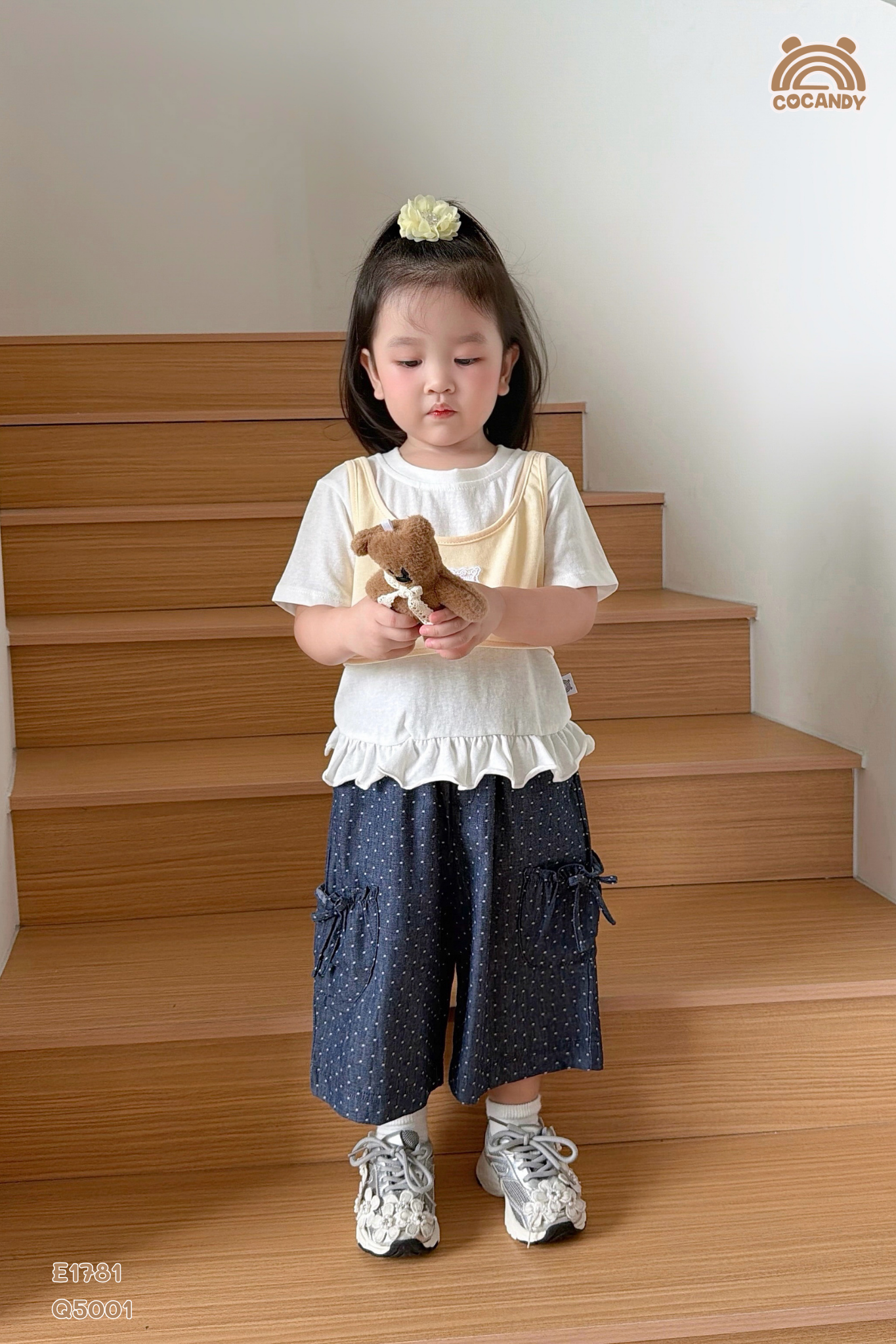 Quần lửng XANH denim chấm bi phối nơ_thumbnail_12