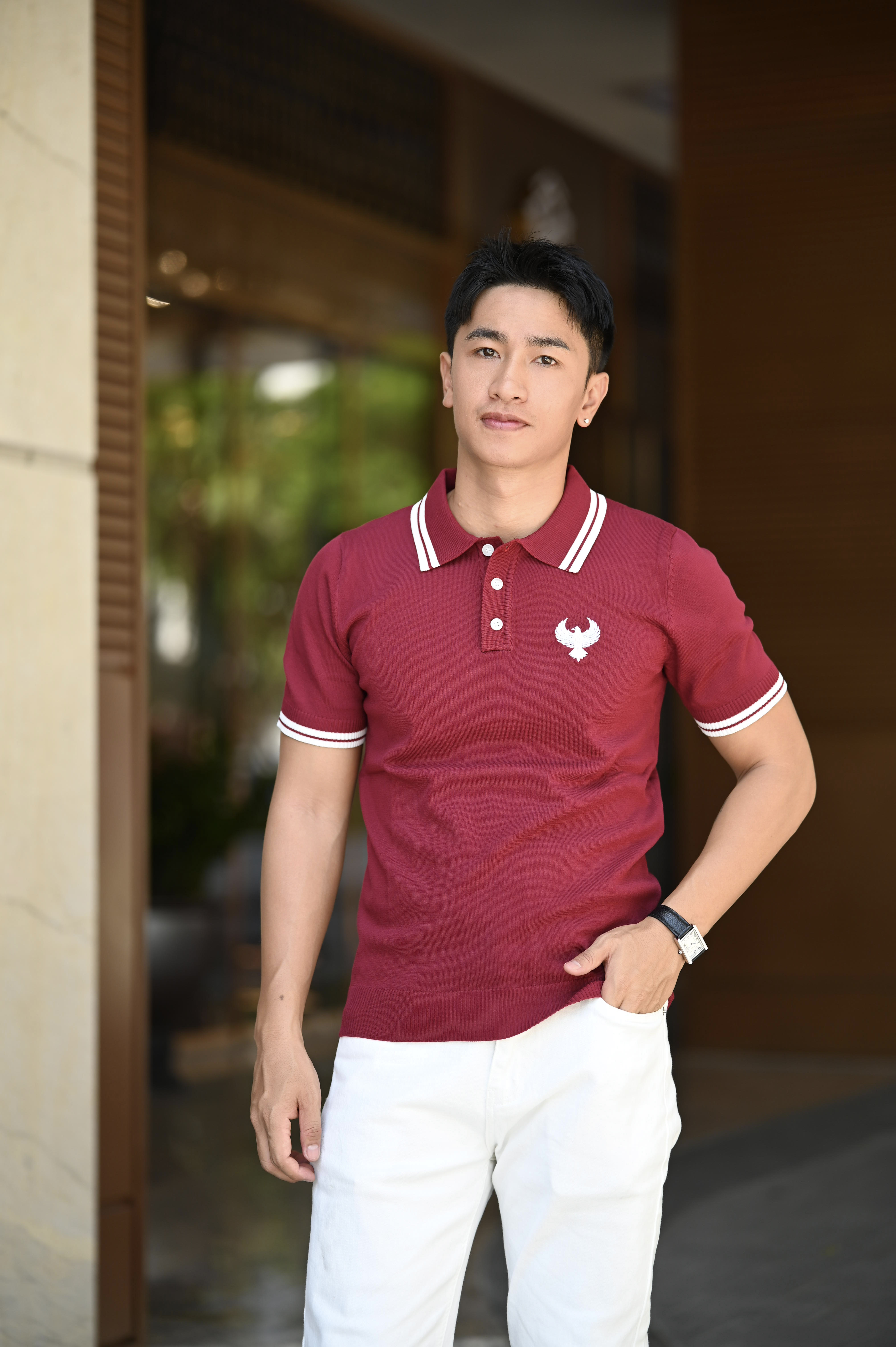 PB5 - Áo Polo Nam Mùa Hè Cổ Ve Lật Tay Ngắn Thêu Họa Tiết Thời Trang