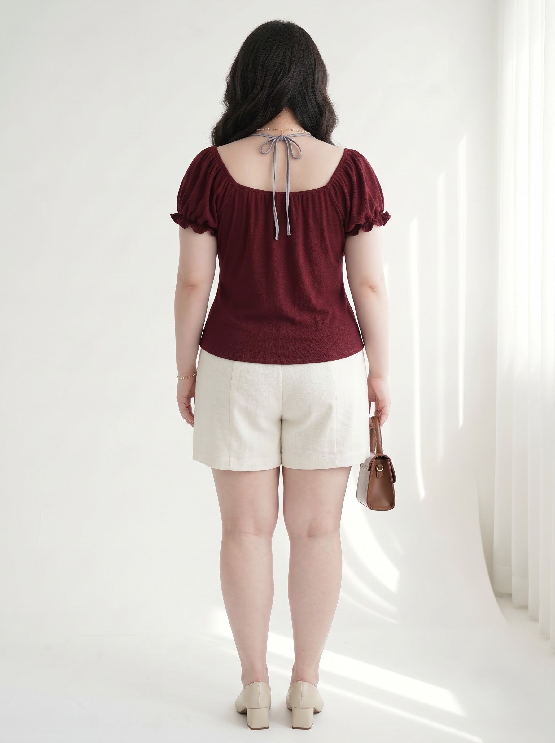 Áo Thun 2 Món Thắt Nơ Bigsize Nữ Nhún Ngực, Co Giãn Tốt, Kèm Áo Hai Dây - Vừa 55–90kg - V-AK128_thumbnail_3