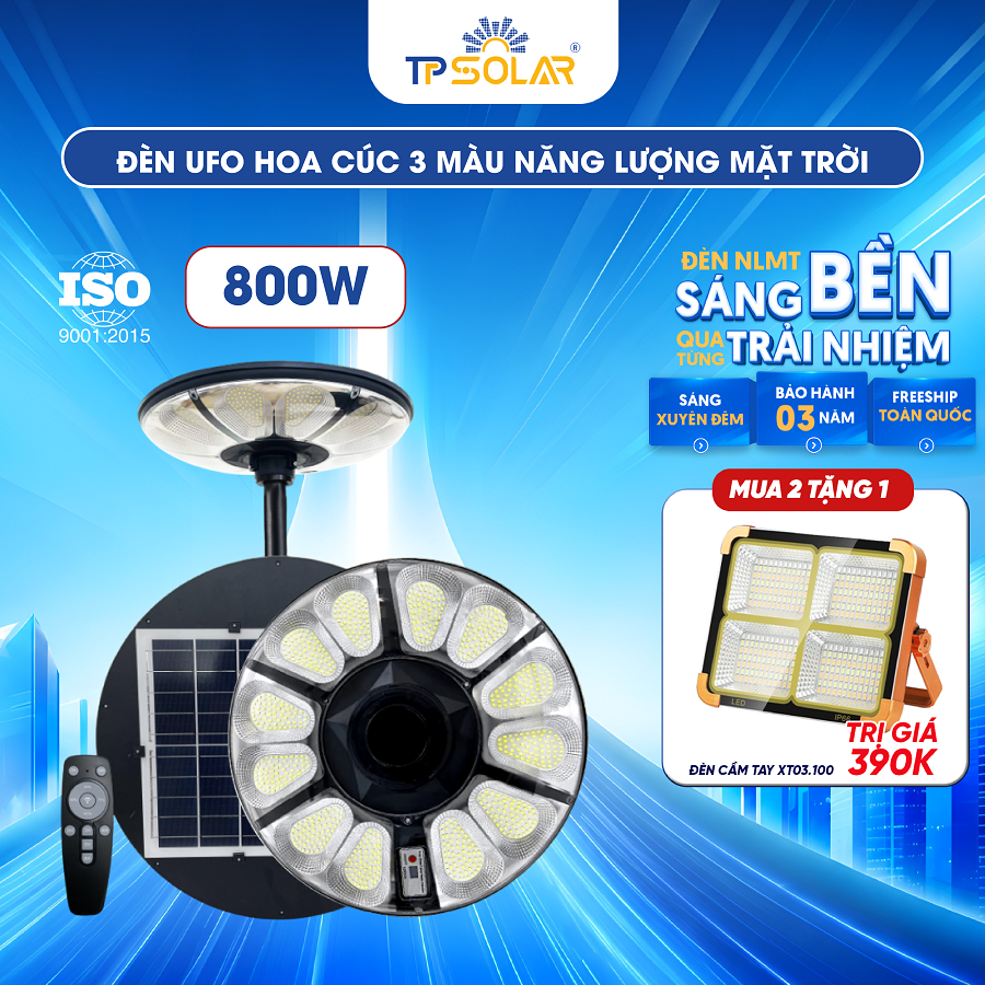 Đèn UFO hoa cúc 3 màu ánh sáng năng lượng mặt trời TP SOLAR UF11