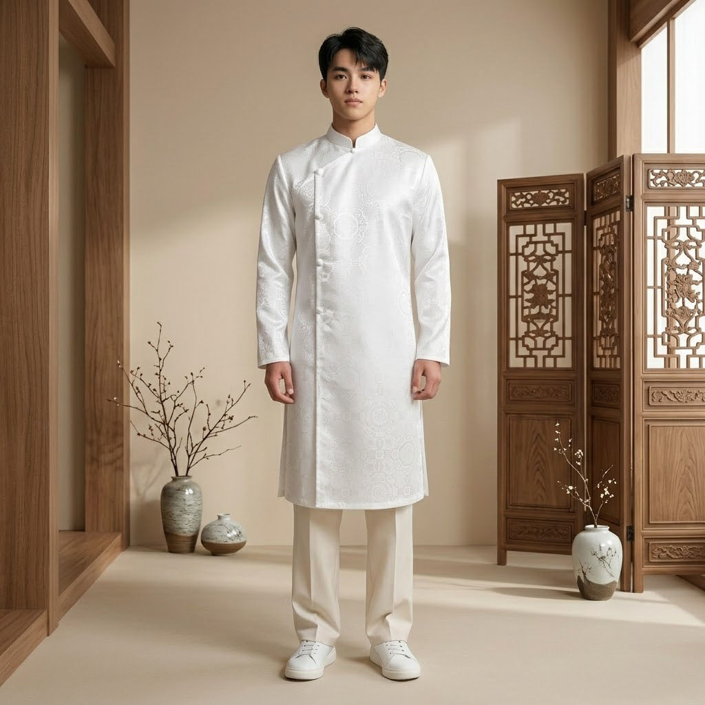 Áo Dài Nam Cách Tân Gấm Vân Cao Cấp NA26-17_thumbnail_5