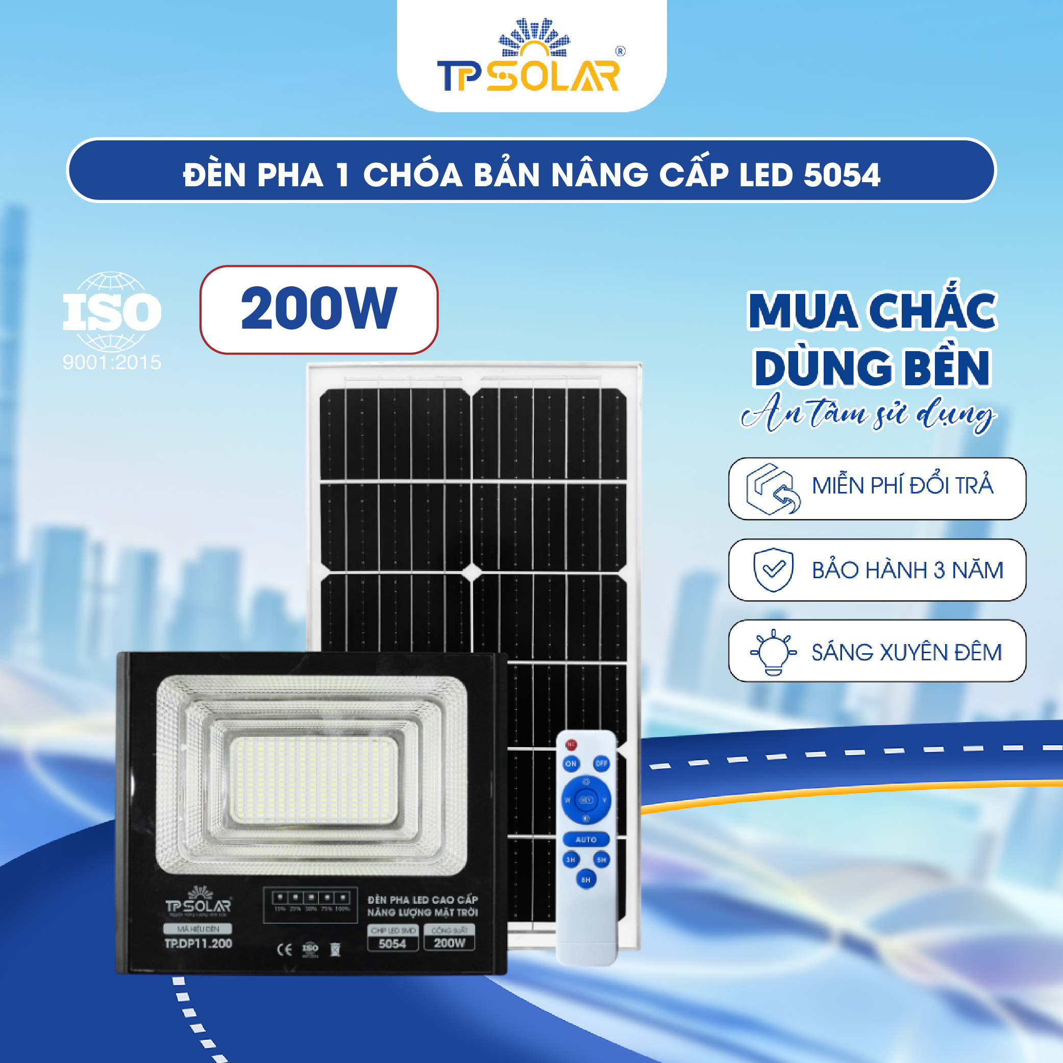Đèn pha LED 1 chóa cao cấp năng lượng mặt trời TP SOLAR DP11