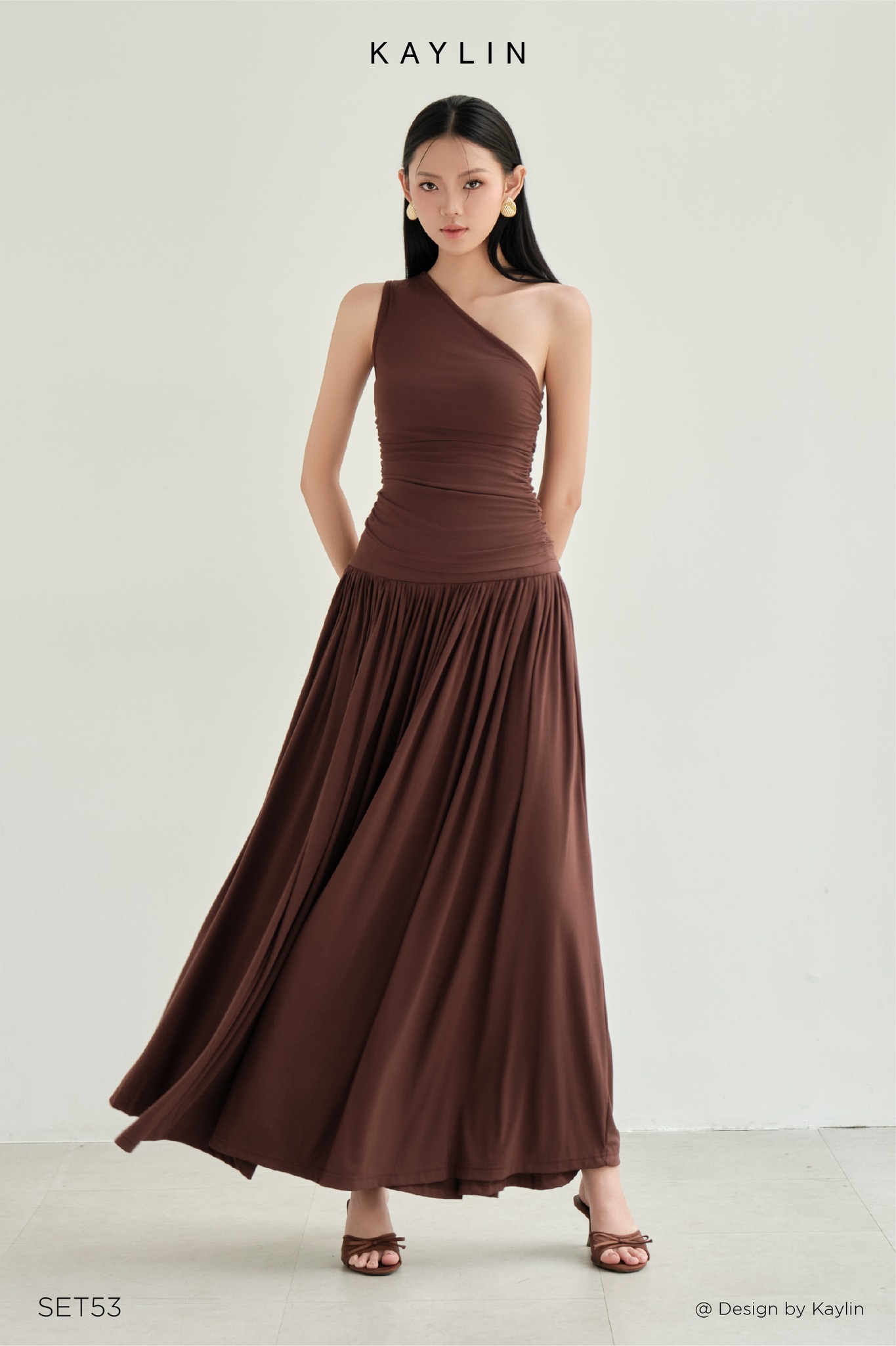 Set Áo Kiểu Lệch Vai Phối Chân Váy Maxi KAYLIN Evara