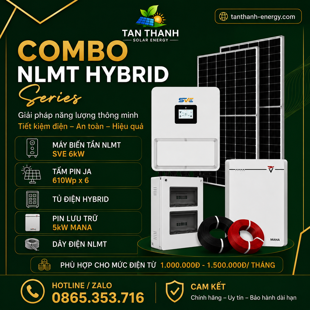 COMBO SVE 6kW PHÙ HỢP CHO TIỀN ĐIỆN TỪ 1.000.000Đ - 1.500.000Đ/THÁNG