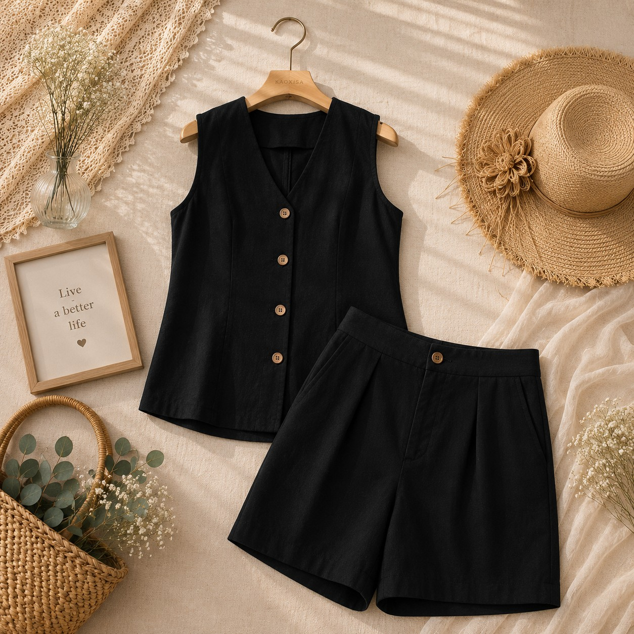 Bộ Linen bột đùi áo sát nách cổ tim_thumbnail_3