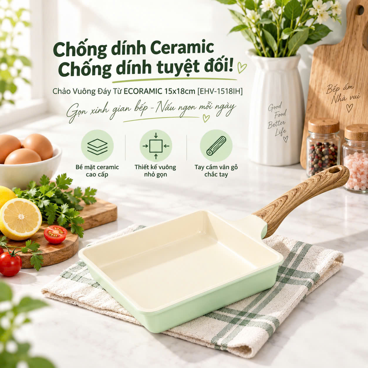 CHẢO VUÔNG Vân Đá ĐÁY TỪ 15*18CM EHV-1518IH ECORAMIC_thumbnail_4