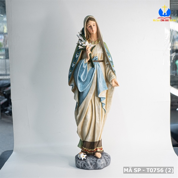 Tượng Đức Mẹ hoa huệ 50cm vẽ tay