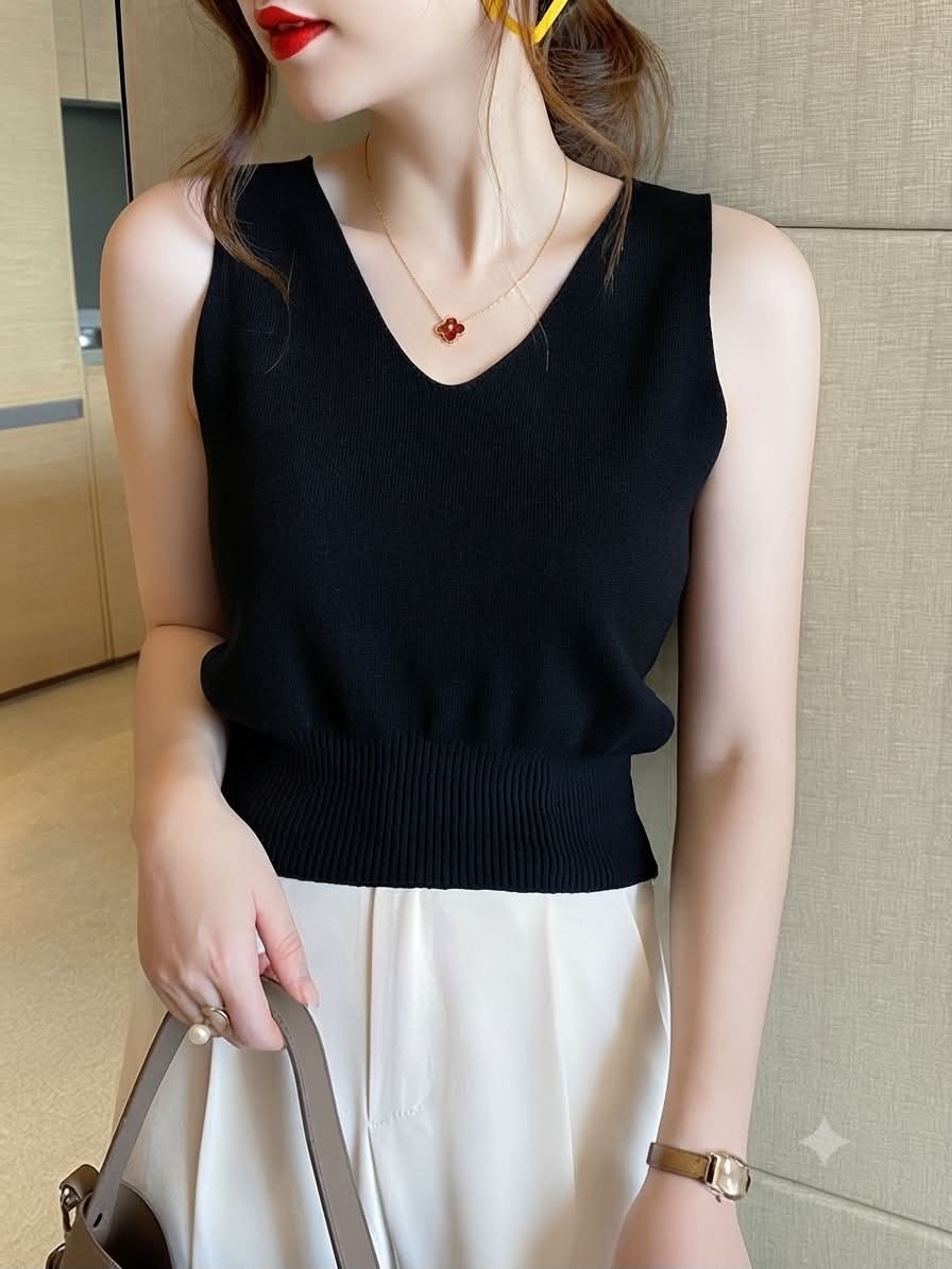 MS SB2203312: Áo Gile Dệt Kim Cổ V "Autumn Vibes"