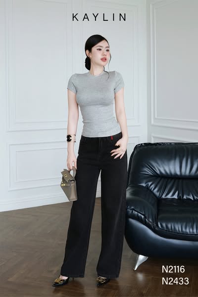 Quần Jean Suông KAYLIN Phối Tim A