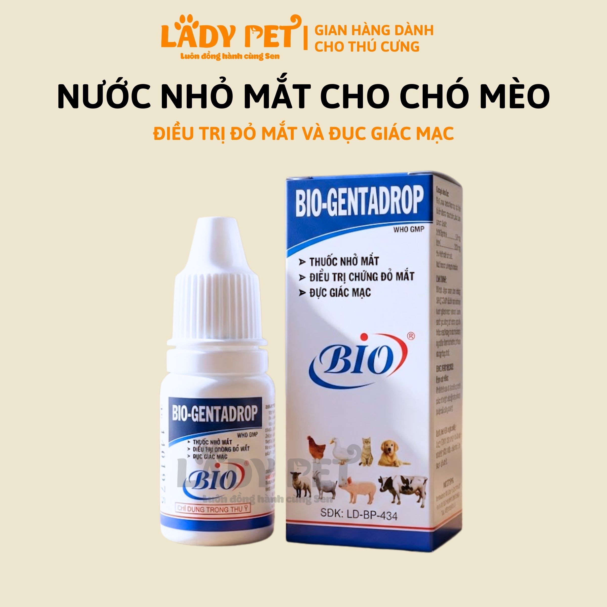 Nước Nhỏ Mắt Cho Chó Mèo BIO Gentadrop (10ml)