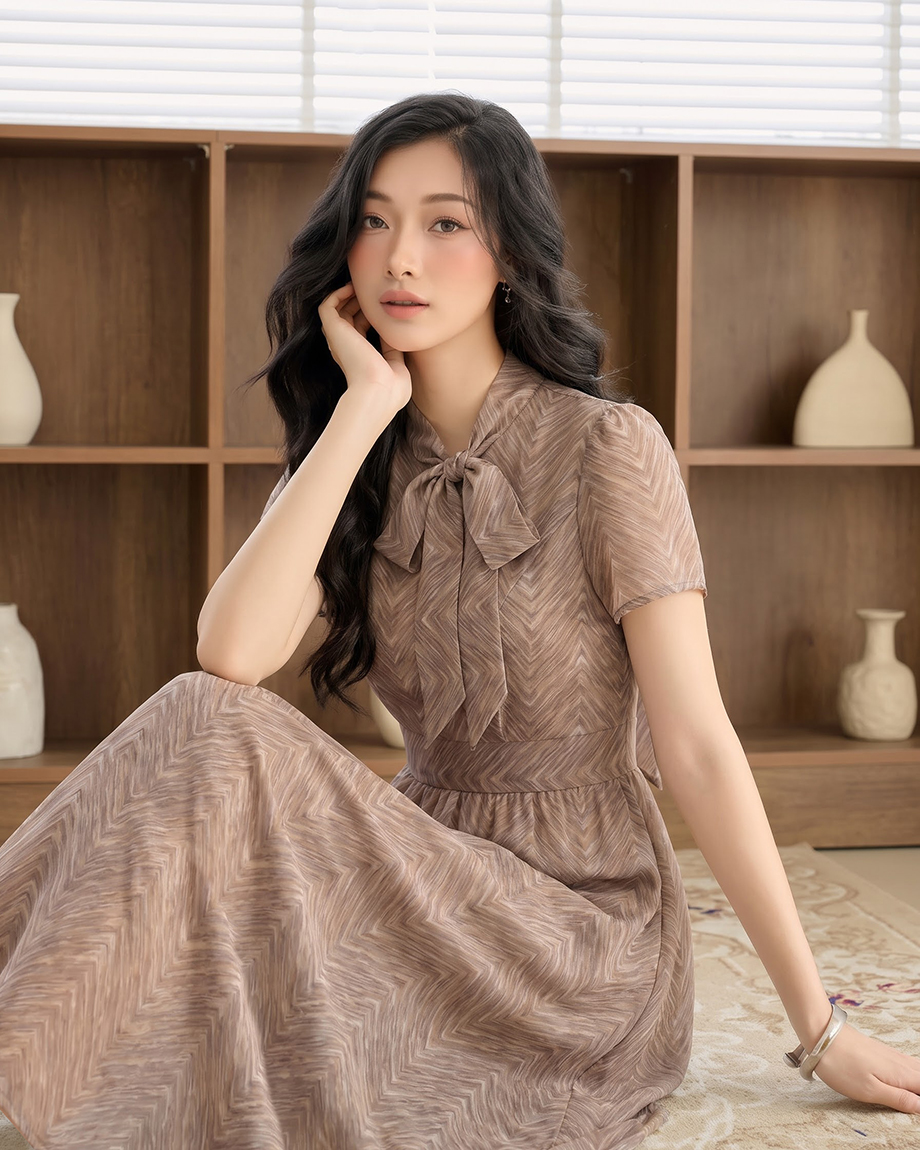 Đầm chiffon xòe họa tiết ziczac 26206_thumbnail_2