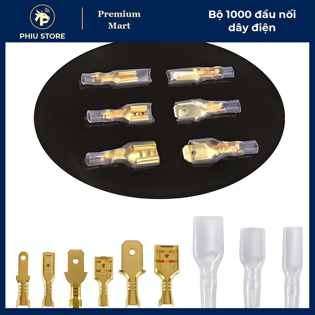 Đầu Nối Dây Điện - Bộ 1000 Đầu Nối 2.8-4.8-6.3mm kèm Ống Cách Điện, Cút Nối Dây Điện - PHIU STORE