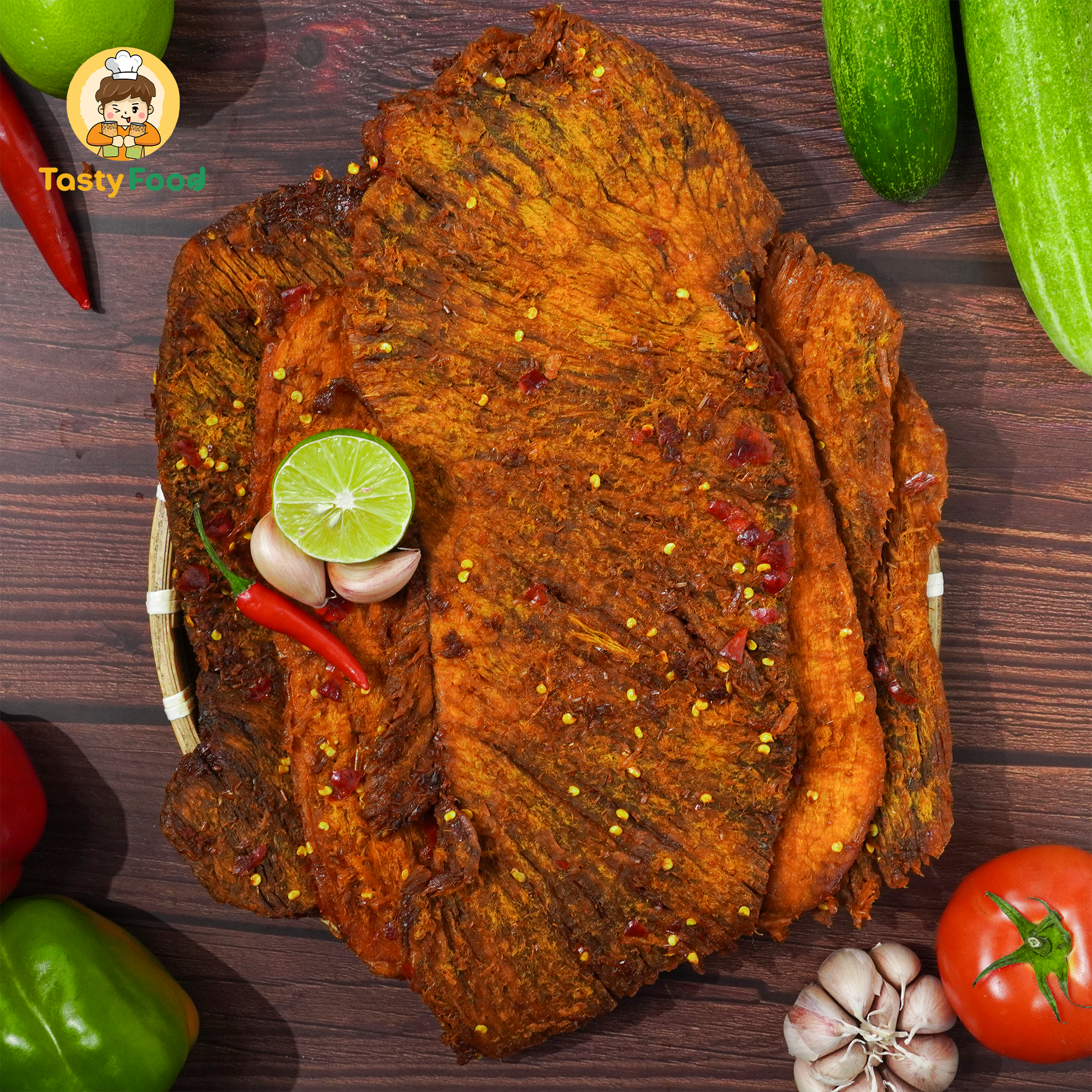 Khô bò miếng Tasty Food - Hũ vuông 500g