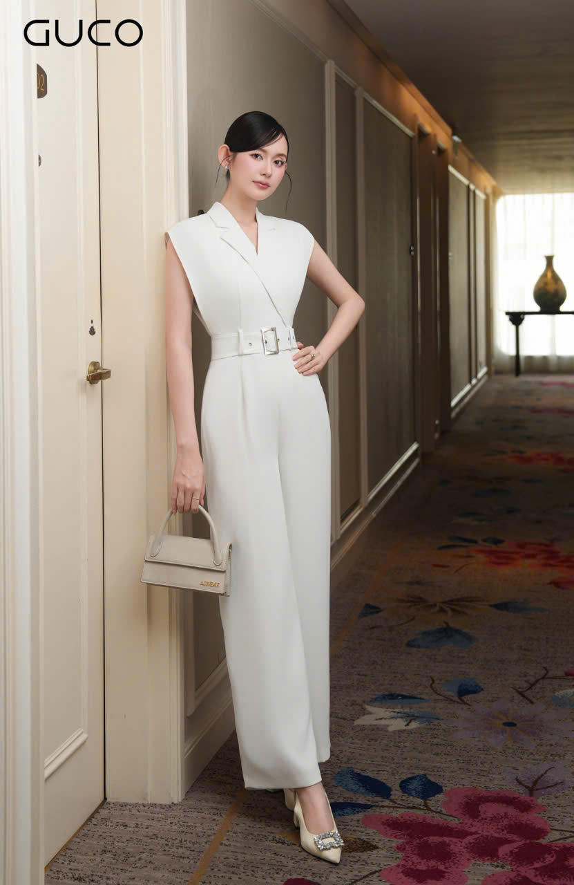 JUMPSUIT TAY DƠI CỔ VEST KÈM BELT - TRẮNG_thumbnail_3