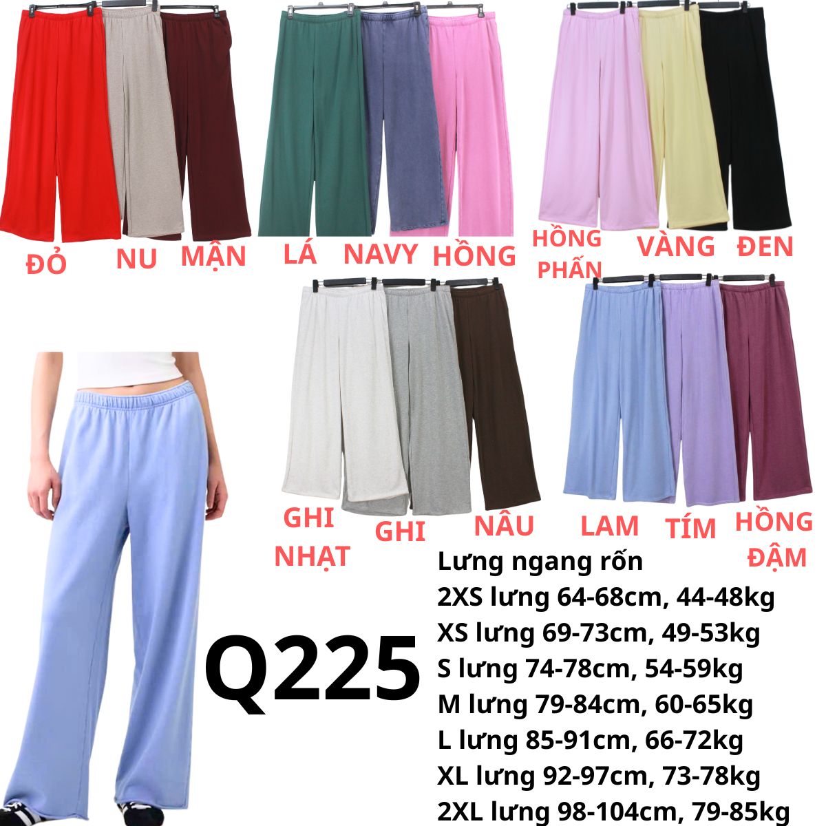 Q225- Quần suông nỉ Gấp