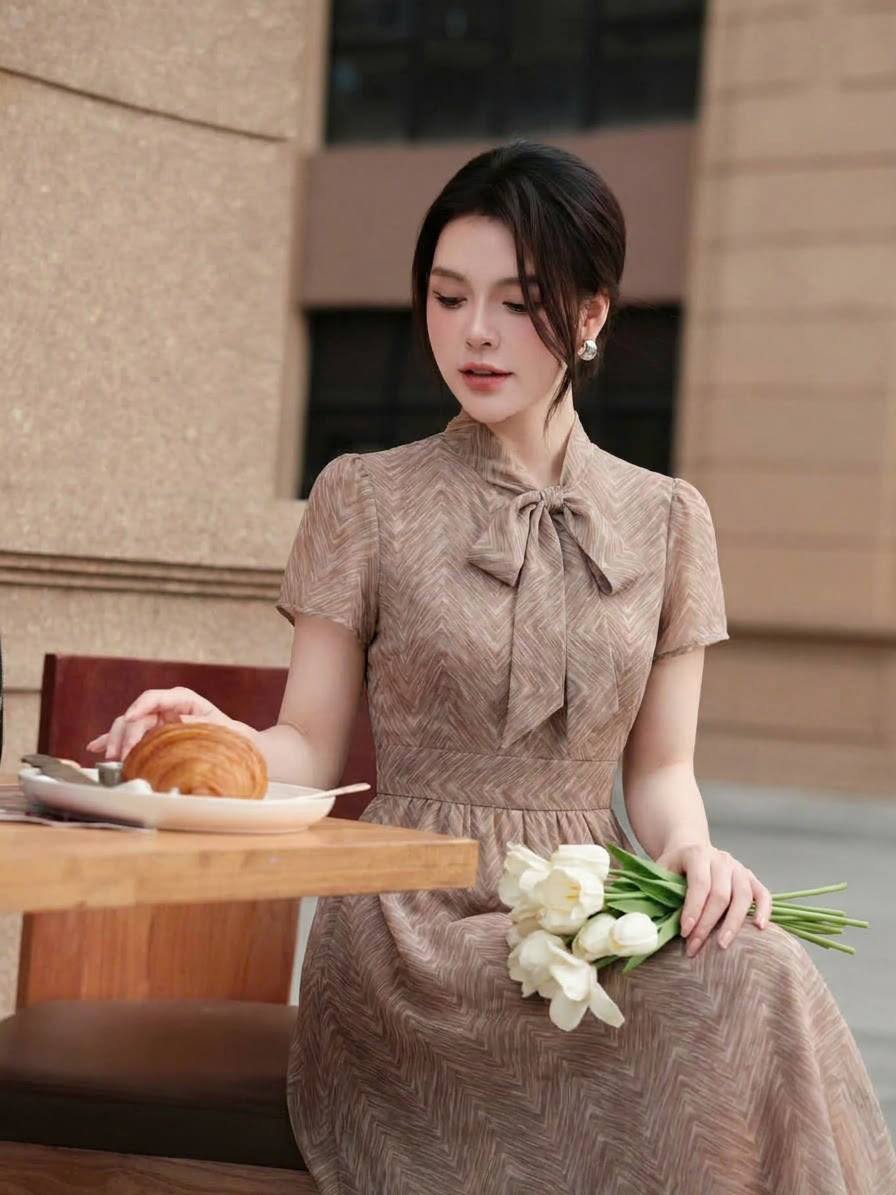 Đầm chiffon xòe họa tiết ziczac 26206_thumbnail_2