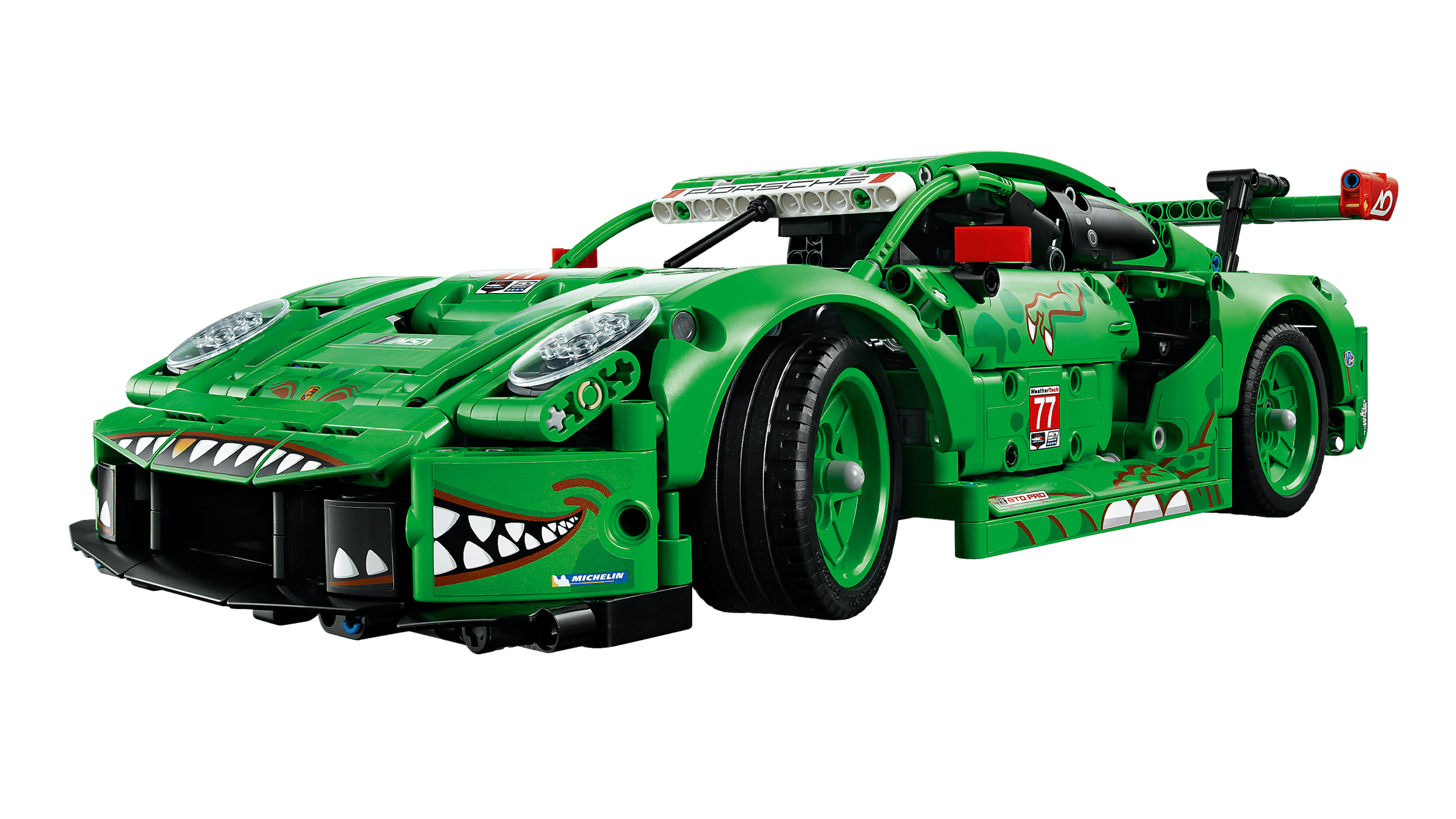 Mô Hình Lắp Ráp Siêu Xe LEGO Posche 911 GT3 R Xanh Lá 1:14