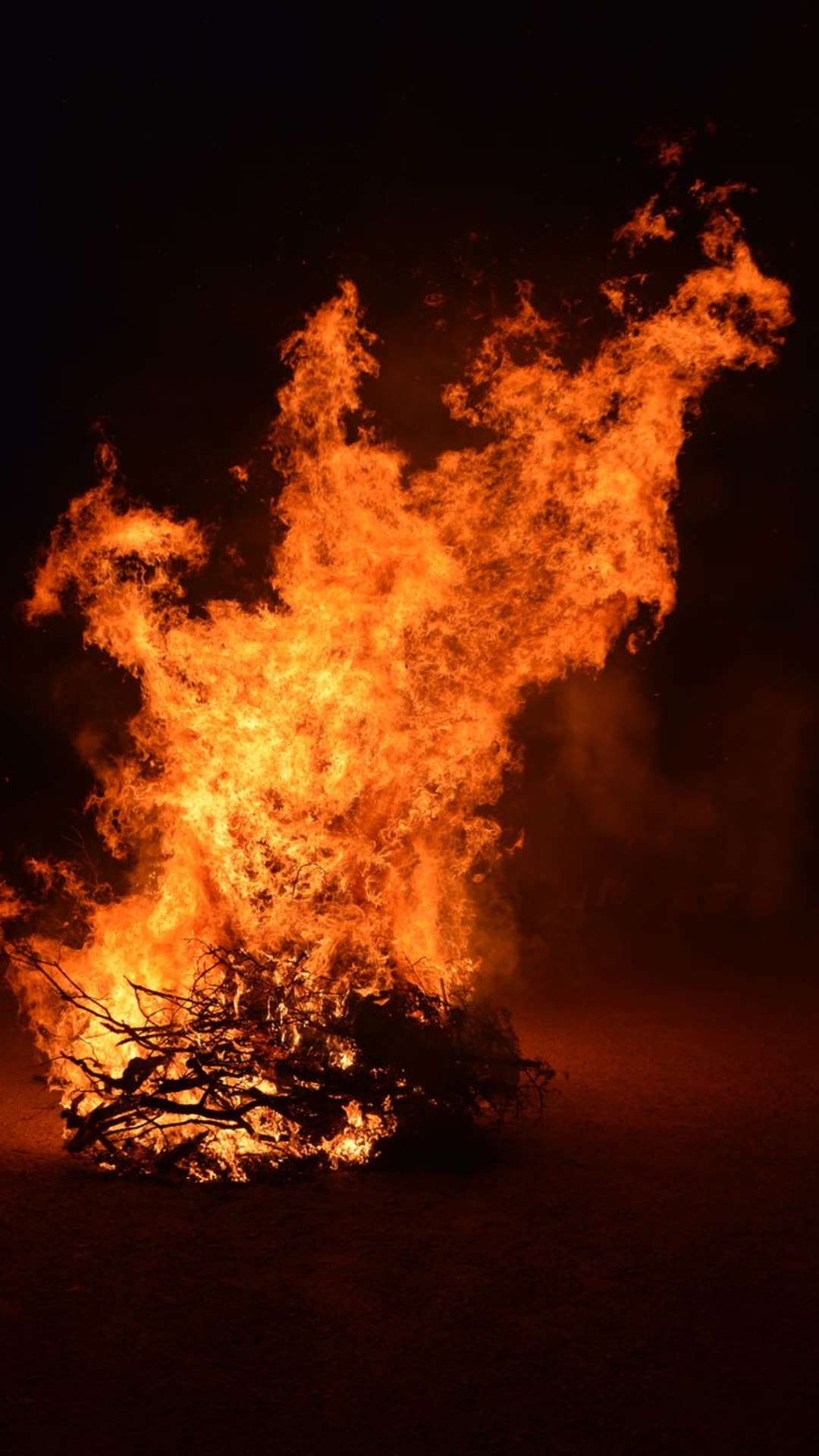 Fogata encendida iluminando la noche en Xplor Fuego