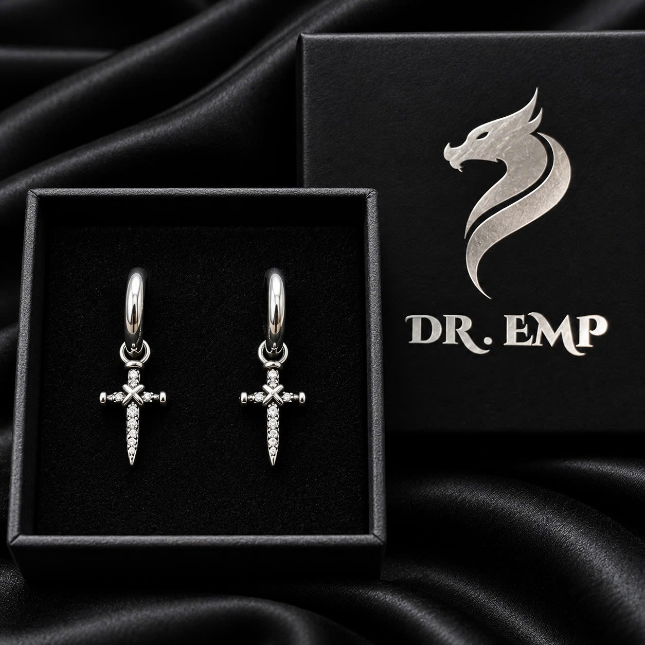 Khuyên vòng kiểu nam charm thánh giá trơn 10mm