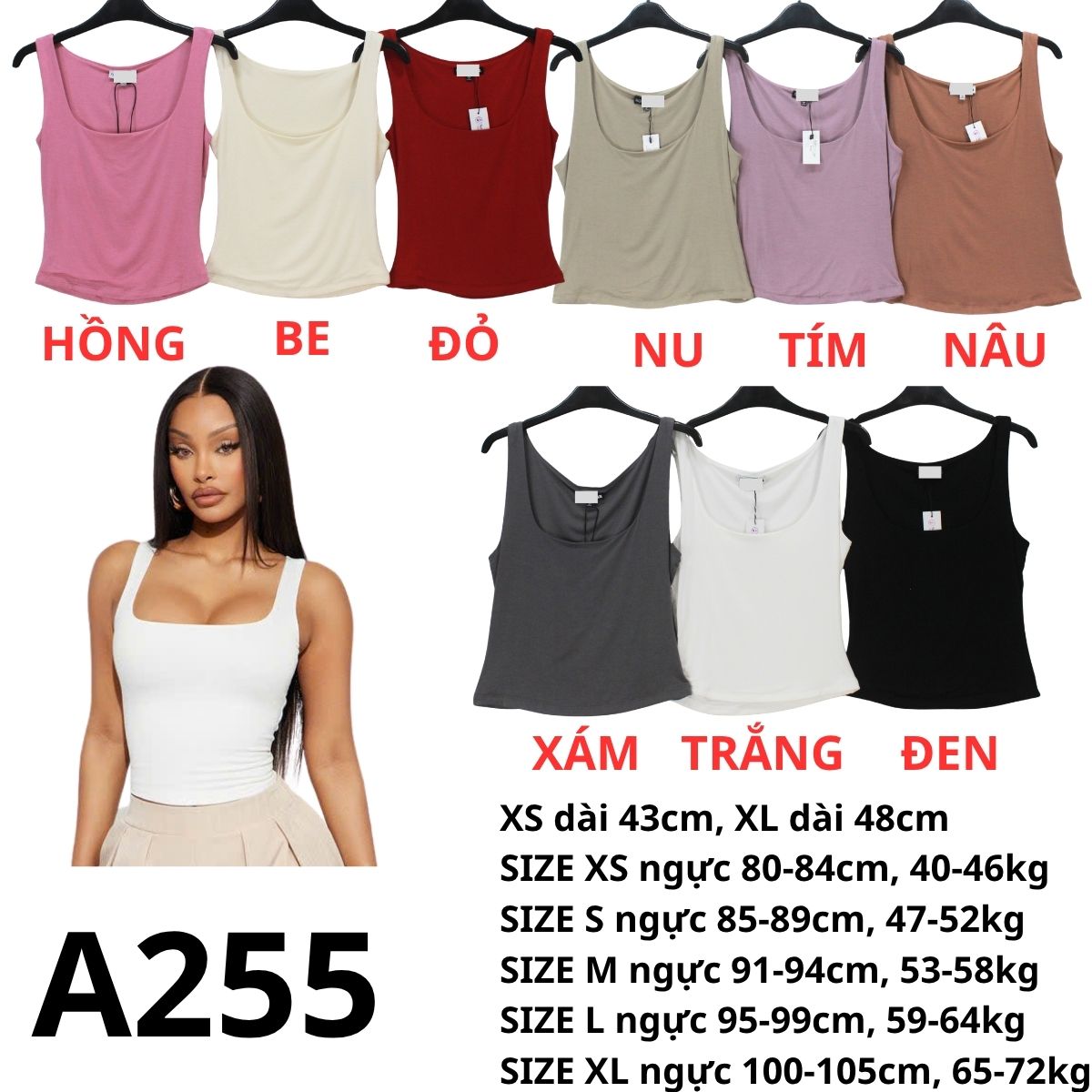 A255- Áo 3 lỗ crop