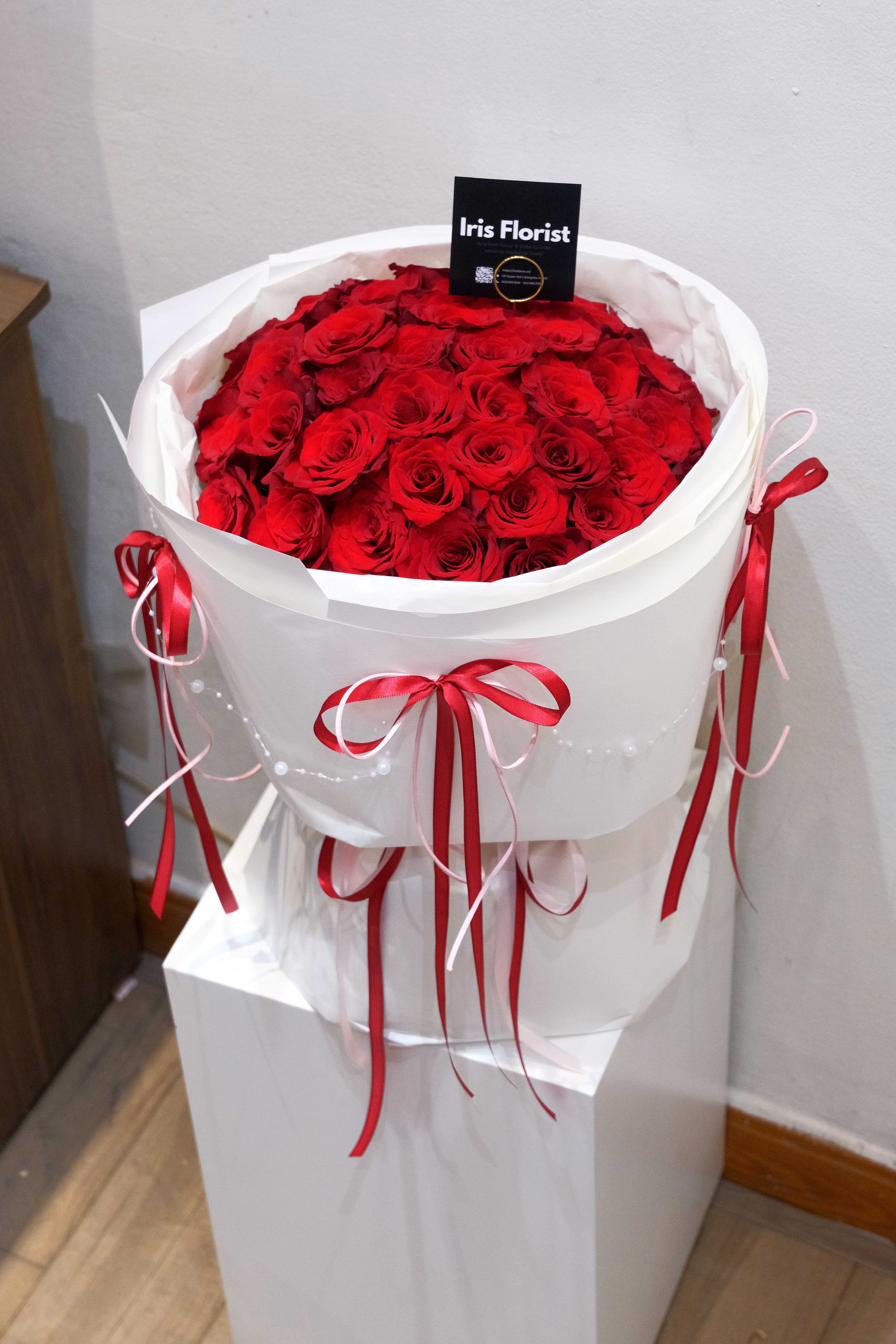 Bó hồng đỏ - Red Rose Premium - Mix nơ_thumbnail_2