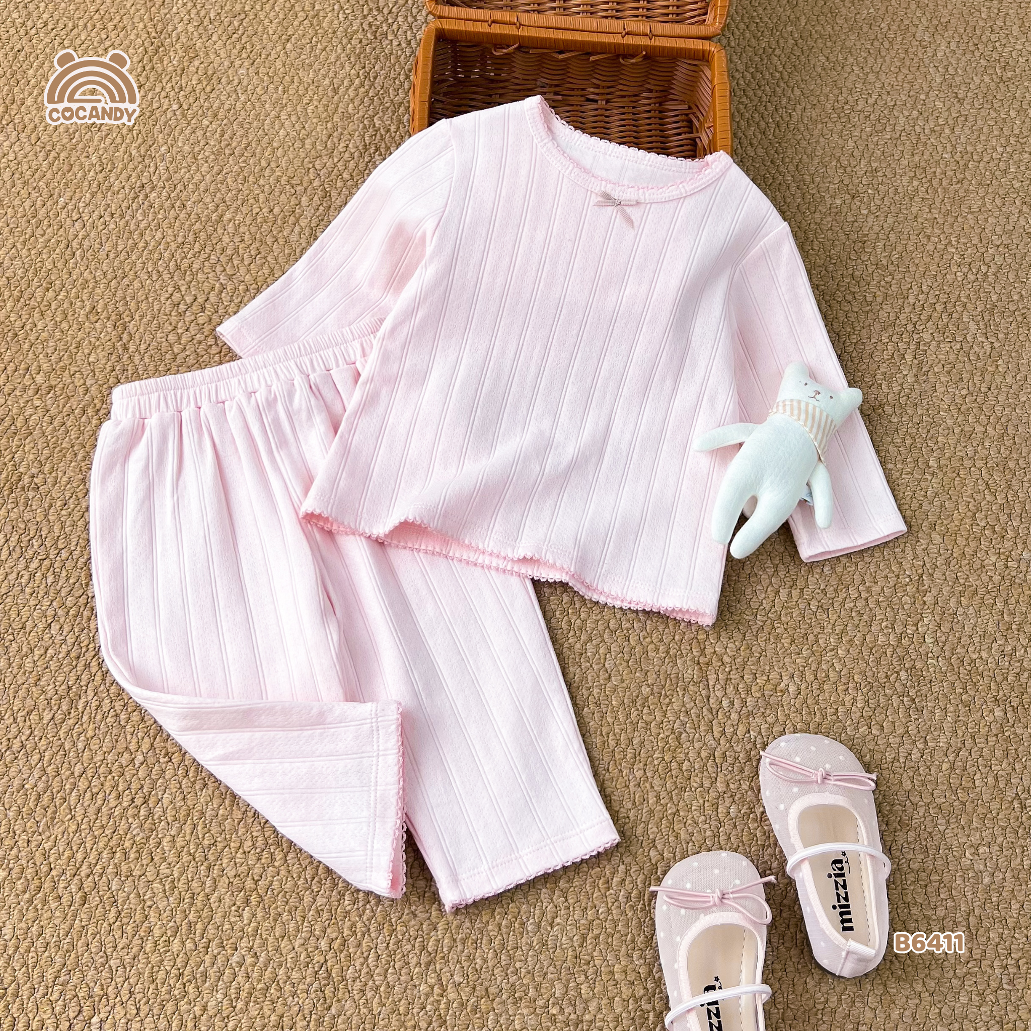 Bộ dài HỒNG basic nơ cổ_thumbnail_1