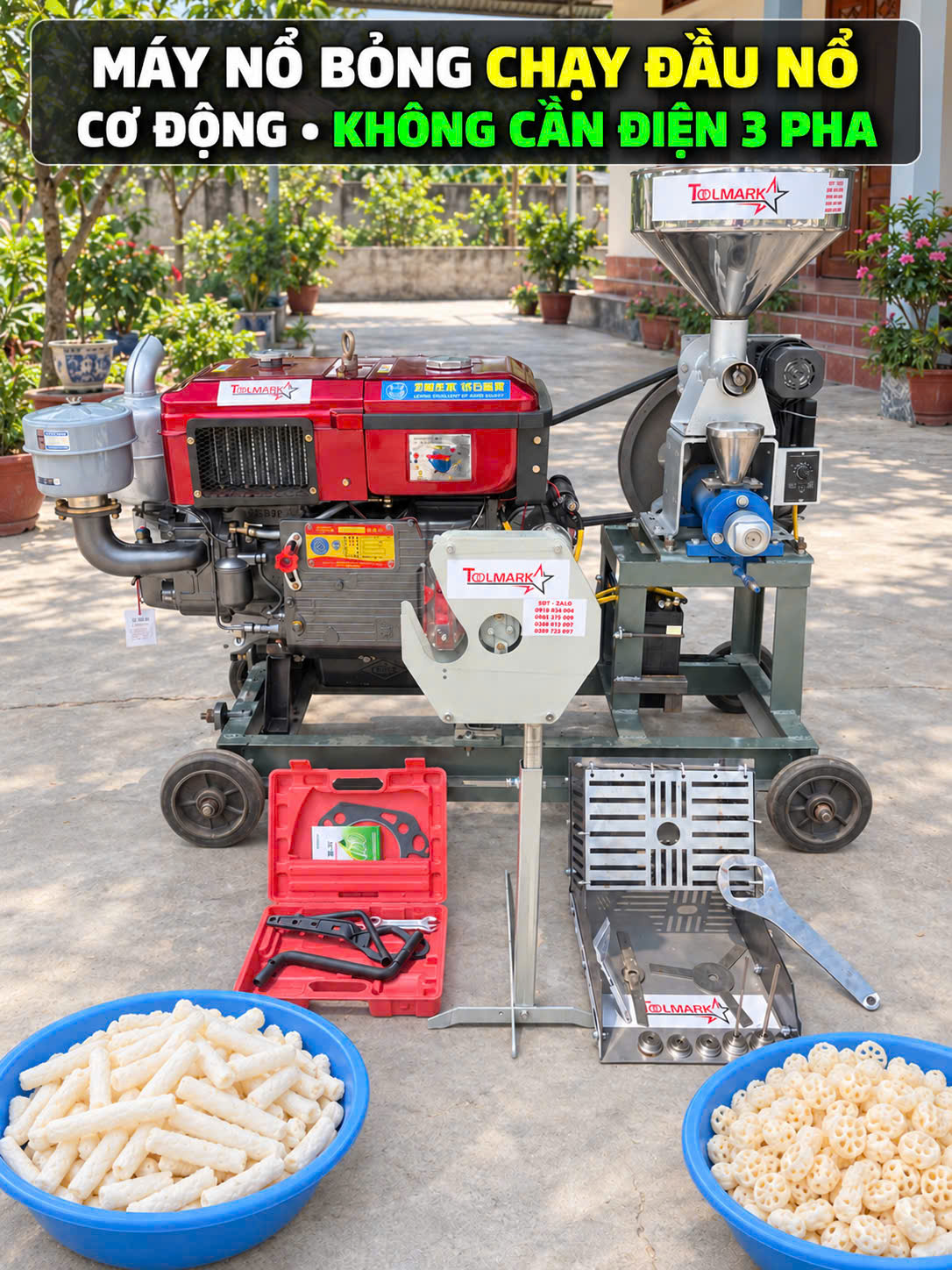 MÁY NỔ BỎNG CÔNG NGHIỆP TỰ ĐỘNG ĐỜI MỚI TOOLMARK LẮP ĐẦU NỔ D20 GIÓ ĐỀ