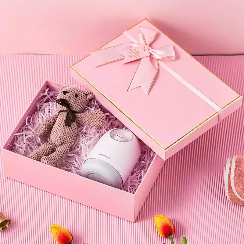 Hộp Quà Tặng Size 35x25x9 Cunbag Gắn Nơ Màu Hồng Sang Trọng Thiết Kế Tinh Tế Dịp Sinh Nhật HCUN004