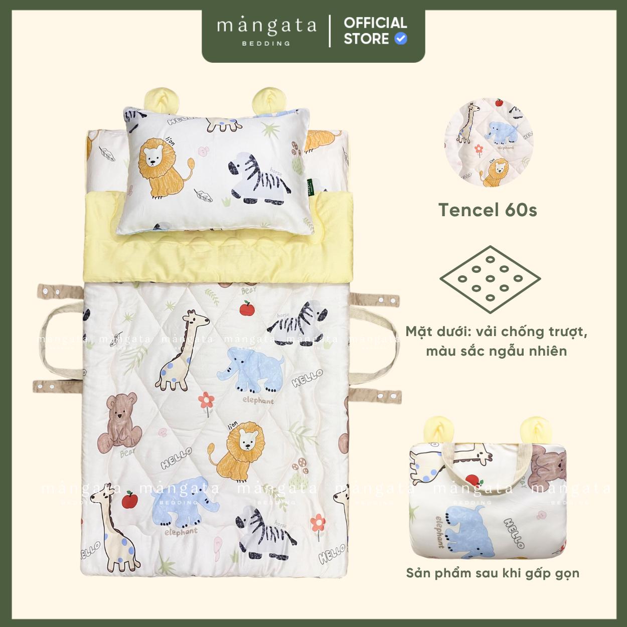 Mẫu Vườn thú - Bộ chăn gối gấp gọn đi học
