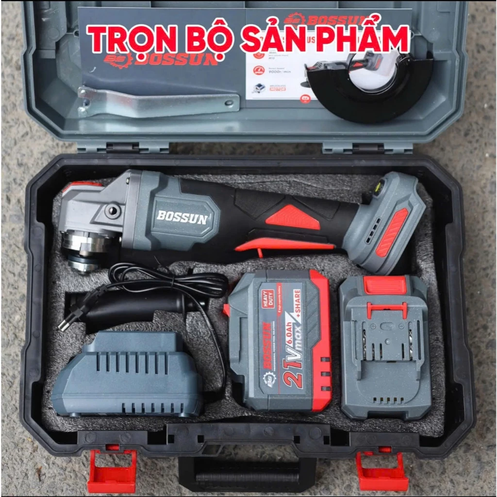 MÁY MÀI PIN BOSSUN M21B-AG100PRO, Động Cơ Lõi Đồng, Có Chống Khởi Động Lại, Chống Sốc Đá