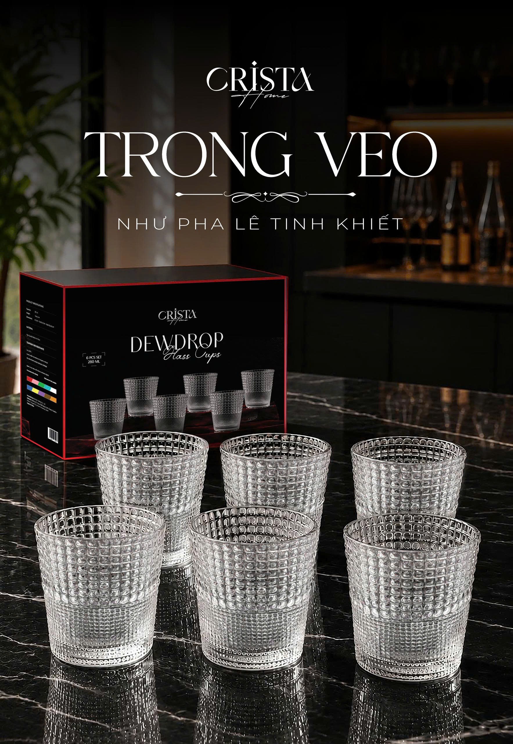 BỘ 6 CỐC THỦY TINH VÂN HẠT SƯƠNG MAI 280ML CRISTA HOME_thumbnail_2