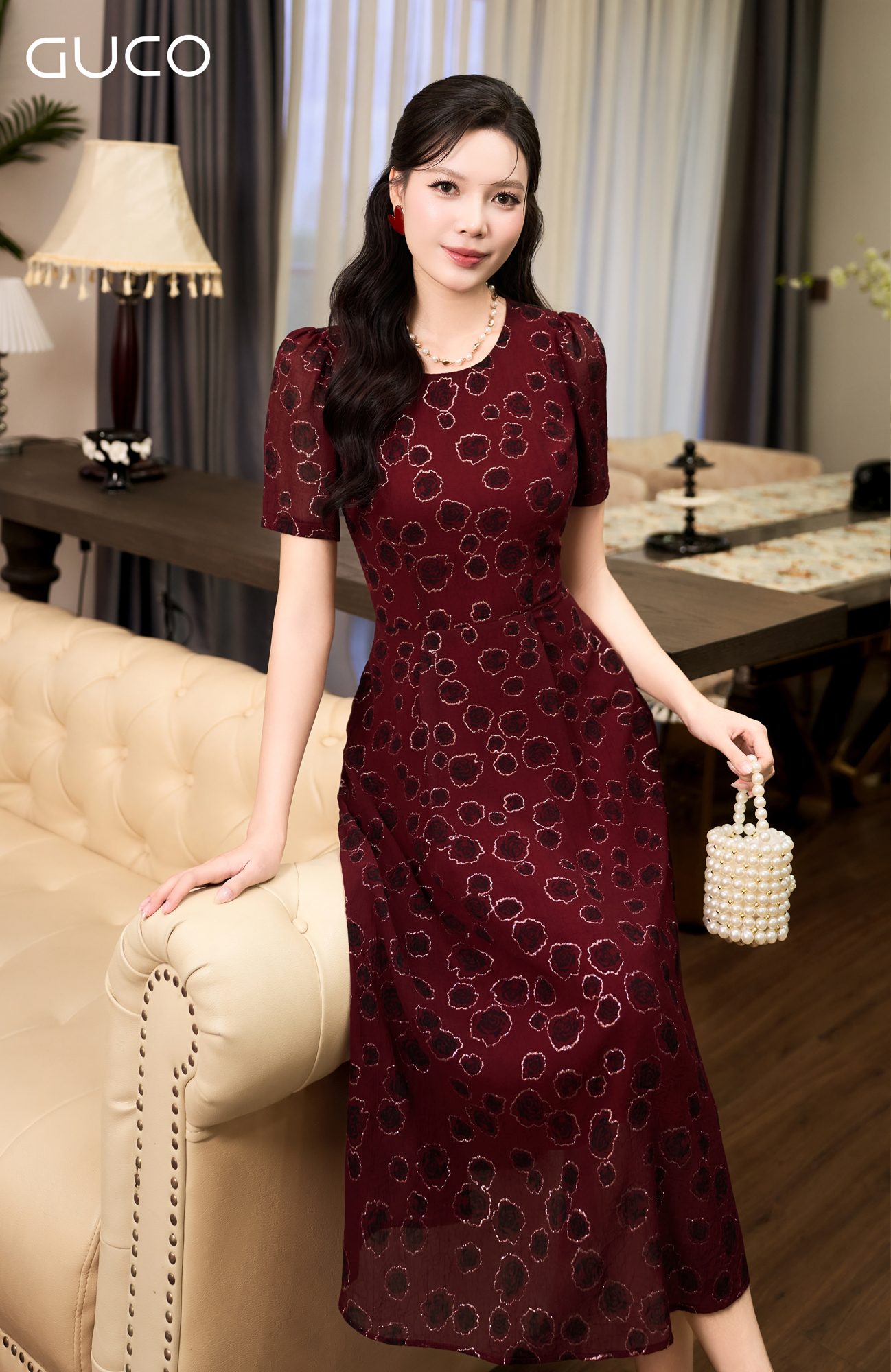 ĐẦM XÒE HOA CỔ TRÒN - ĐỎ