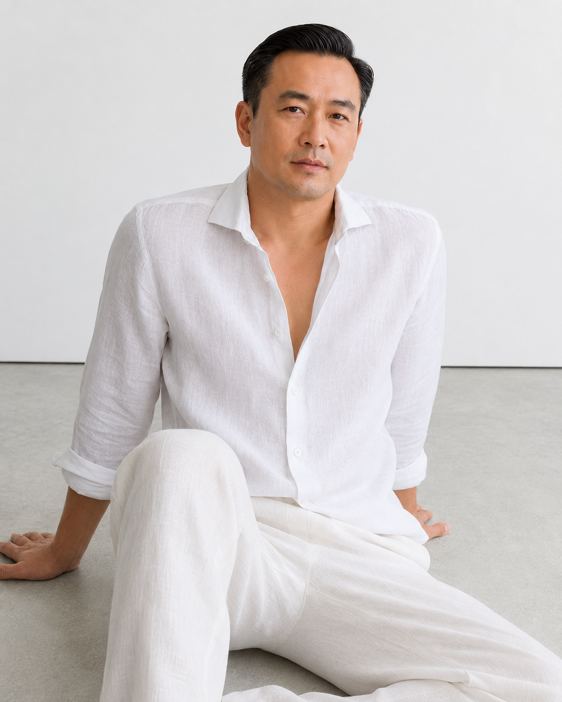 100% PREMIUM LINEN - SƠ MI TAY DÀI - CỔ Ý CUTAWAY - Vạt Bầu